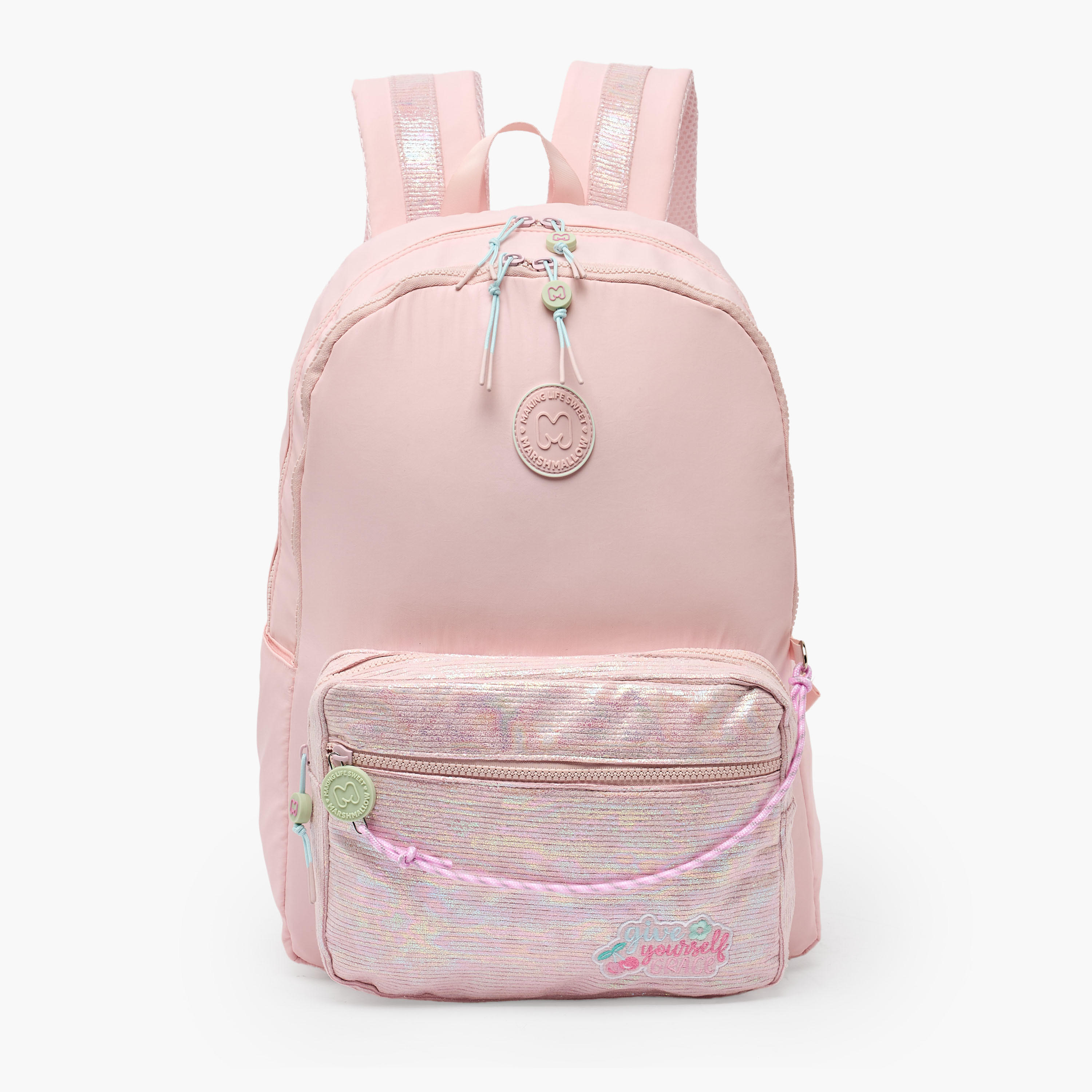 MARSHMALLOW Textured Backpack for Girls 8-13 Years with Padded Shoulder Straps - 17 inches-school-bagsandbackpacks-backpacks-image-1