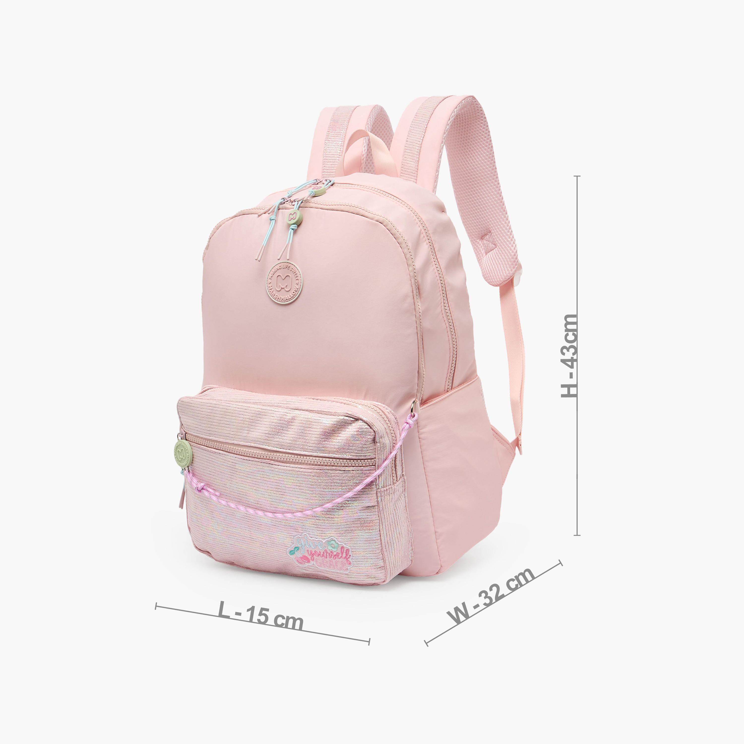 MARSHMALLOW Textured Backpack for Girls 8-13 Years with Padded Shoulder Straps - 17 inches-school-bagsandbackpacks-backpacks-image-7