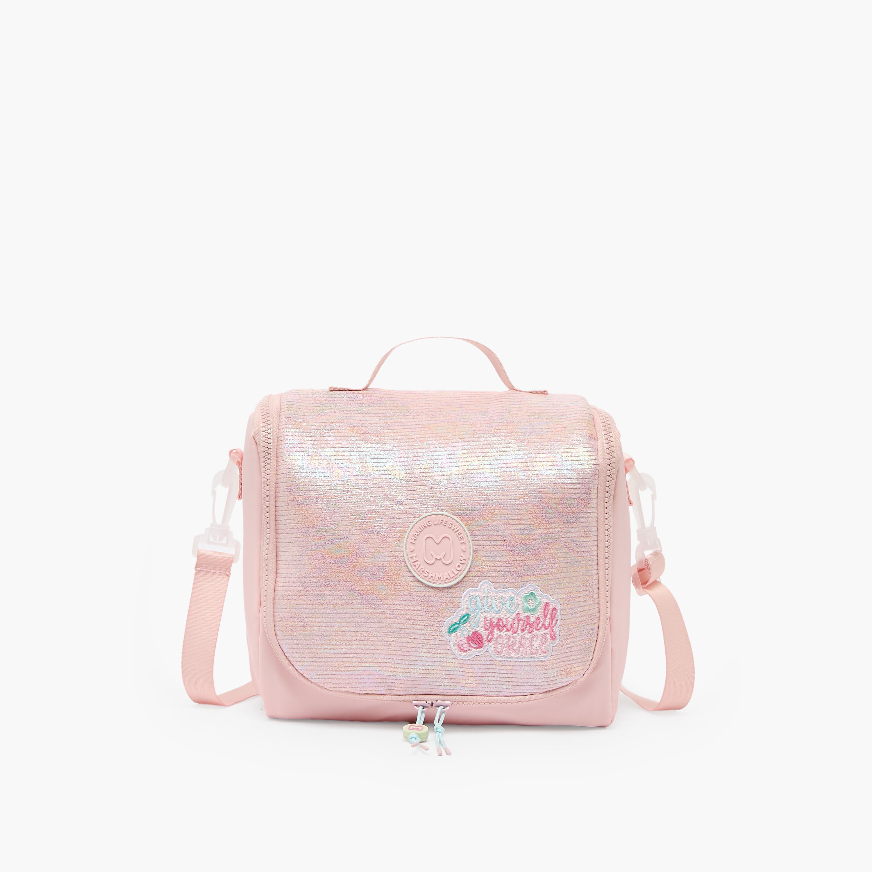 MARSHMALLOW Sequin Texture Lunch Bag for Girls 8-13 Years with Detachable Strap-school-lunchessentials-lunchbags-image-1