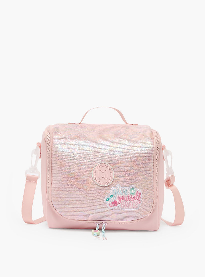 MARSHMALLOW Sequin Texture Lunch Bag for Girls 8-13 Years with Detachable Strap-school-lunchessentials-lunchbags-image-1
