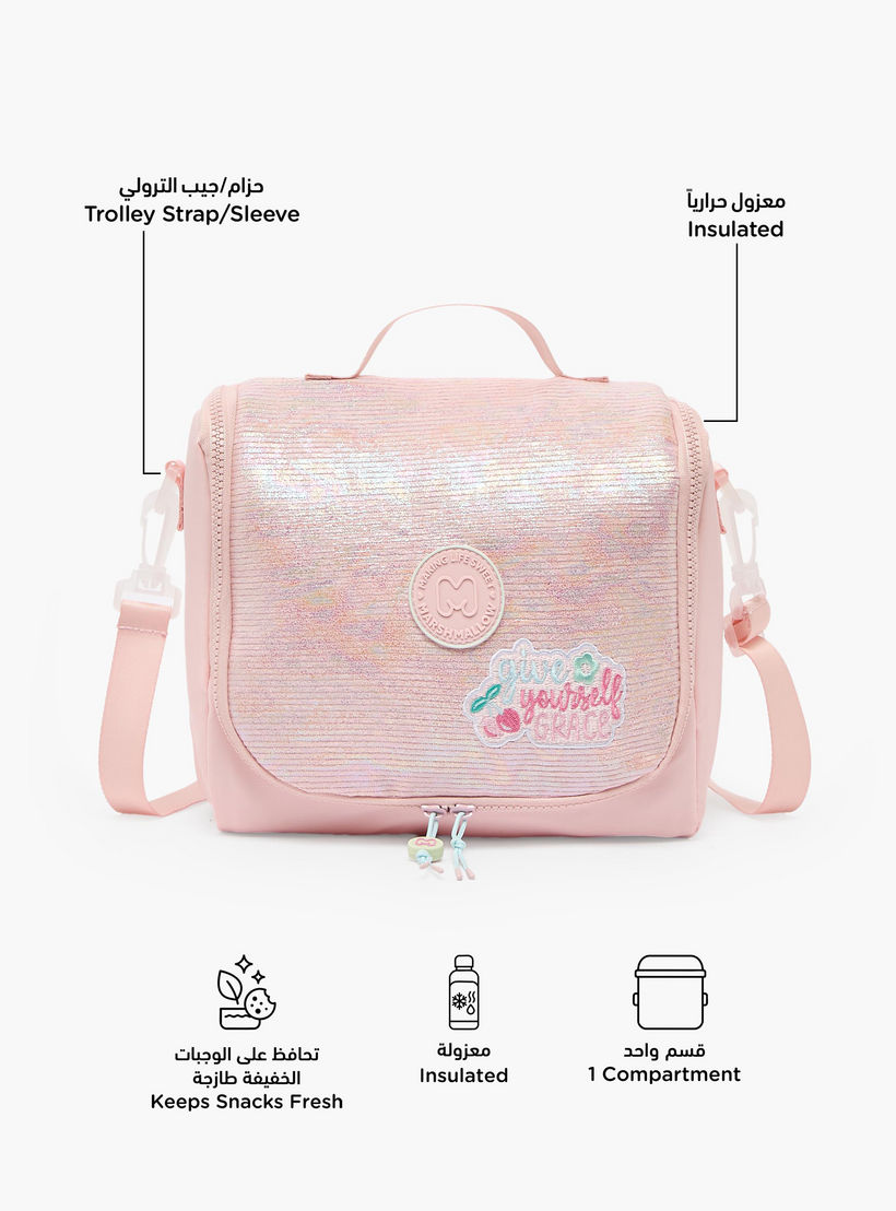 MARSHMALLOW Sequin Texture Lunch Bag for Girls 8-13 Years with Detachable Strap-school-lunchessentials-lunchbags-image-2