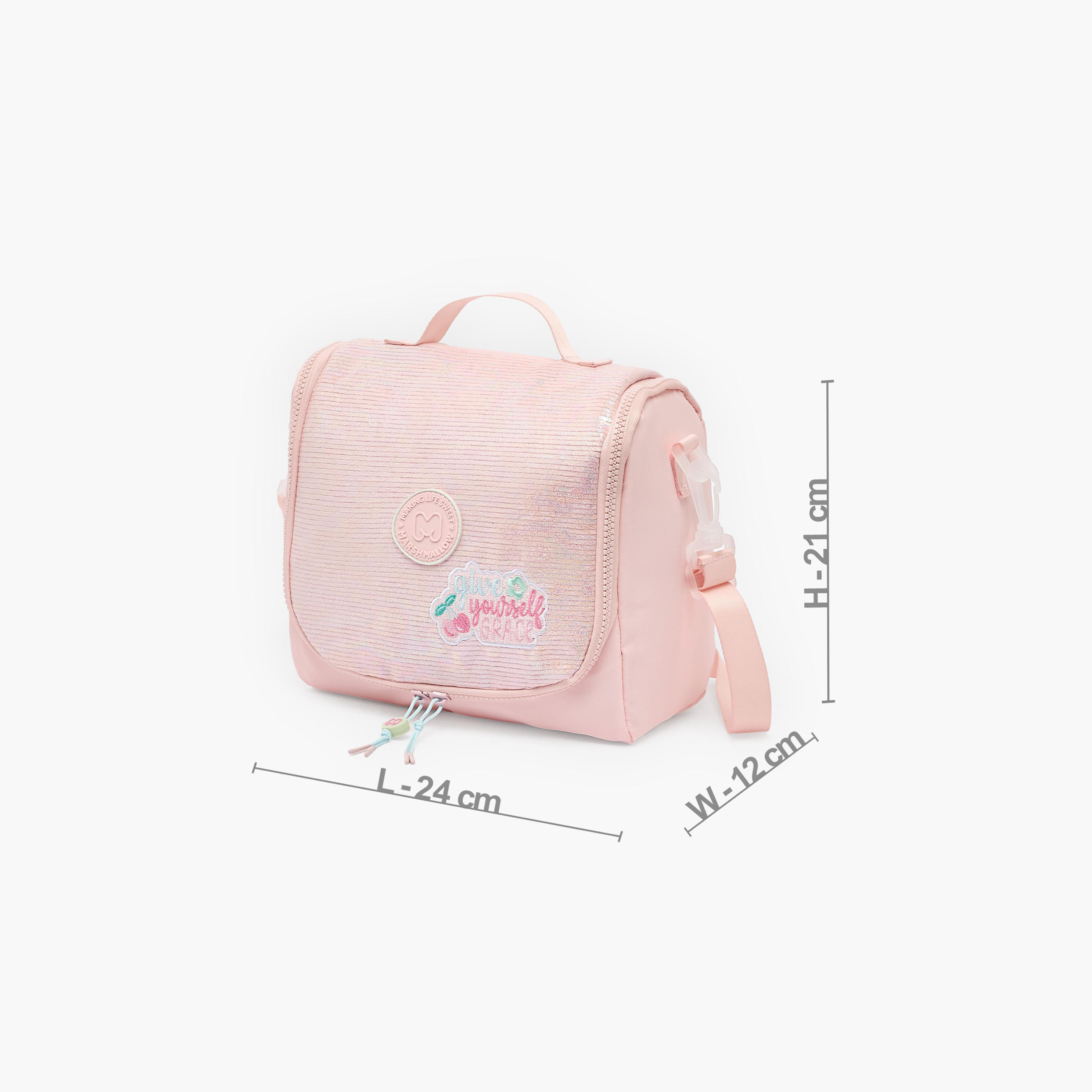 MARSHMALLOW Sequin Texture Lunch Bag for Girls 8-13 Years with Detachable Strap-school-lunchessentials-lunchbags-image-6