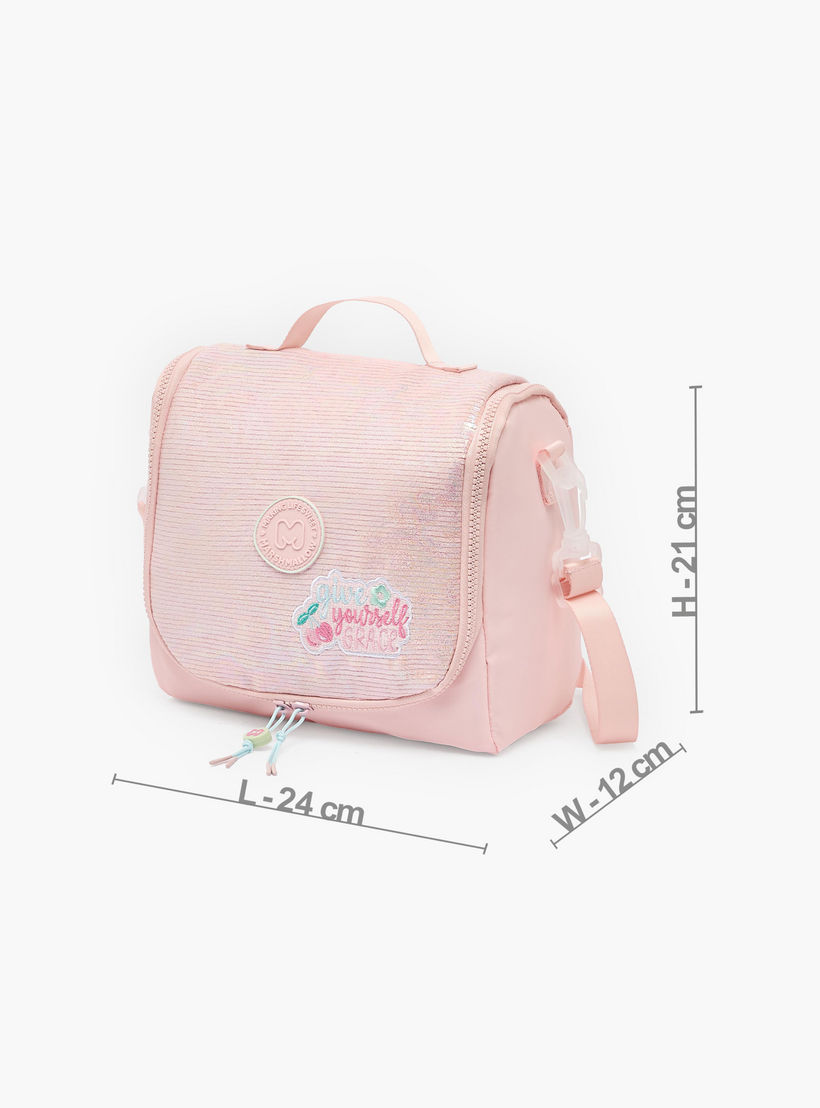 MARSHMALLOW Sequin Texture Lunch Bag for Girls 8-13 Years with Detachable Strap-school-lunchessentials-lunchbags-image-6