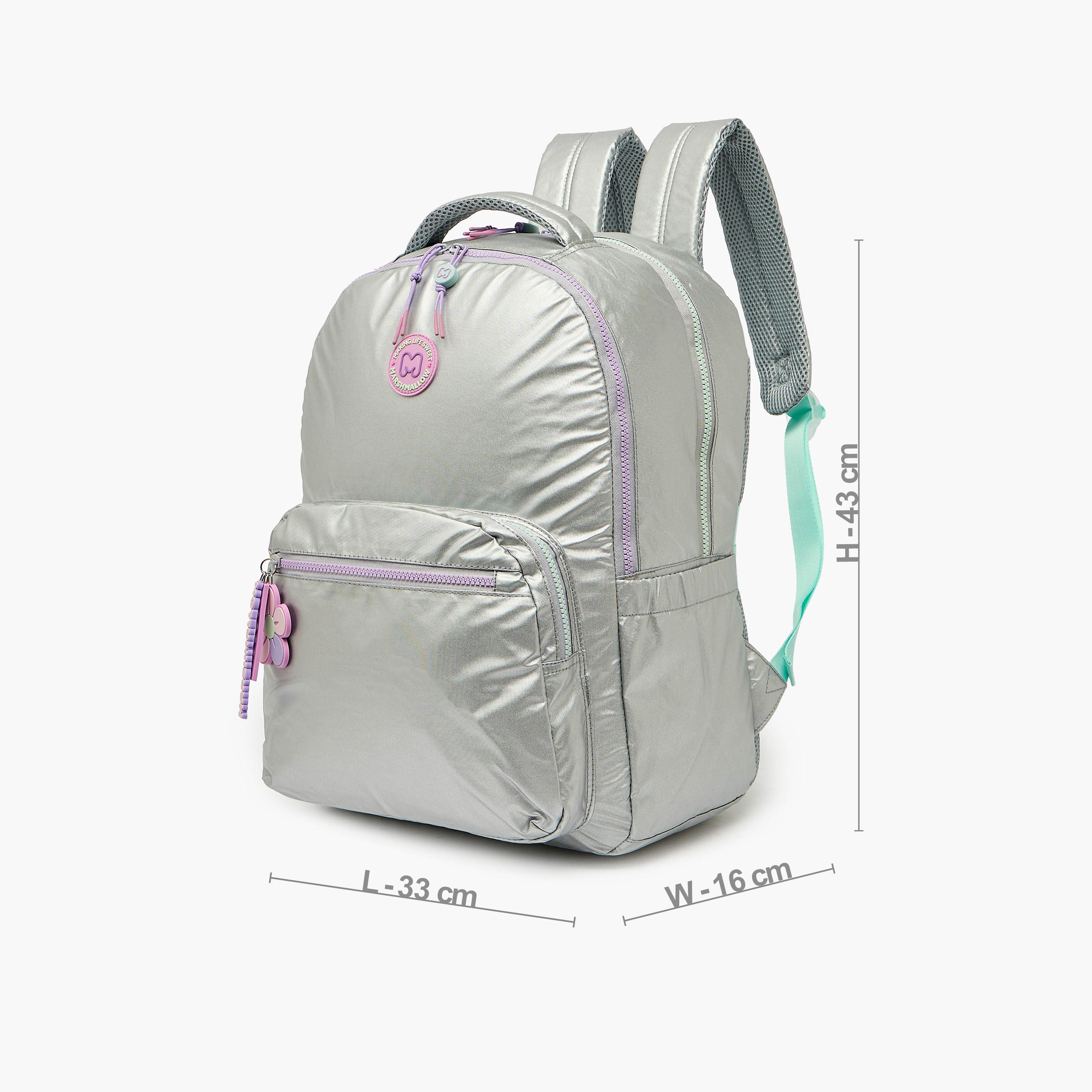 شنطة ظهر سادة بأحزمة كتف مبطنة للبنات بعمر 8-13 سنة من مارشميلو - 17 بوصة-school-bagsandbackpacks-backpacks-image-7