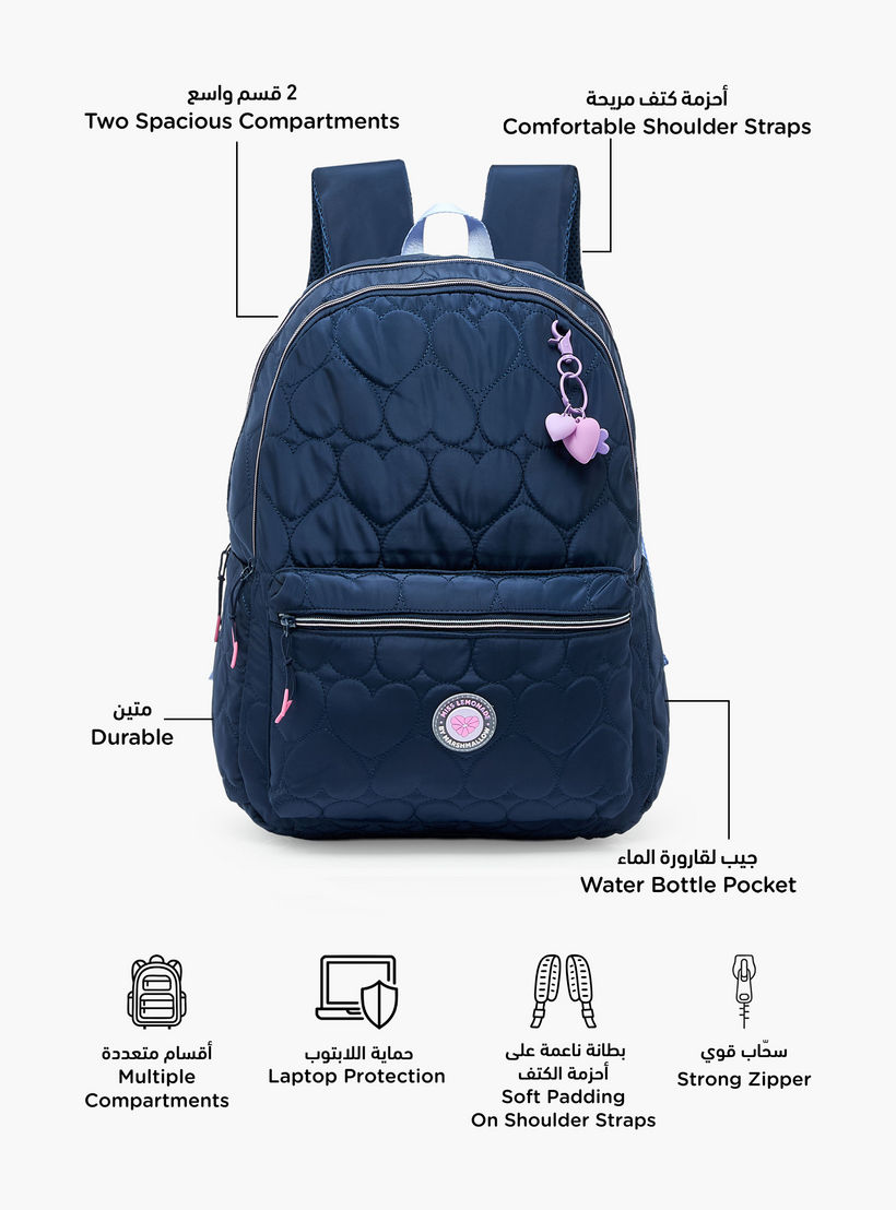MARSHMALLOW Quilted Backpack for Girls 8-13 Years with Padded Shoulder Straps - 17 inches-school-bagsandbackpacks-backpacks-image-2