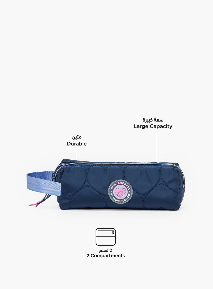 مقلمة مبطنة سادة بقسمين من مارشميلو-school-stationery-pencilcases-image-2