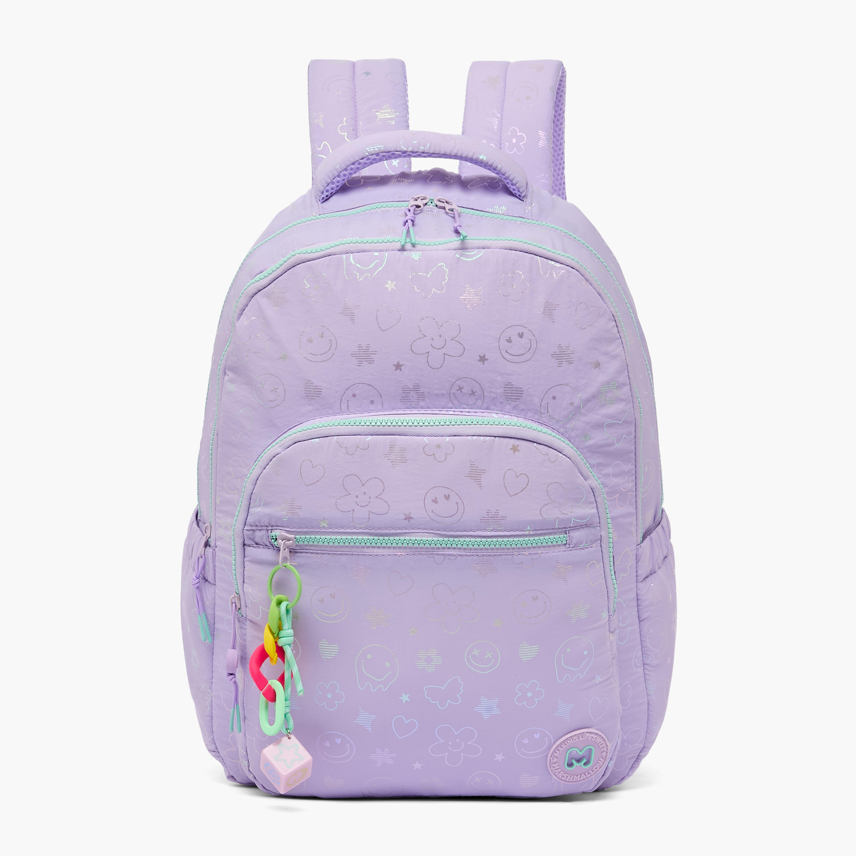 MARSHMALLOW Smiley Print Backpack for Girls 8-12 Years with Adjustable Straps - 17 inches-school-bagsandbackpacks-backpacks-image-1