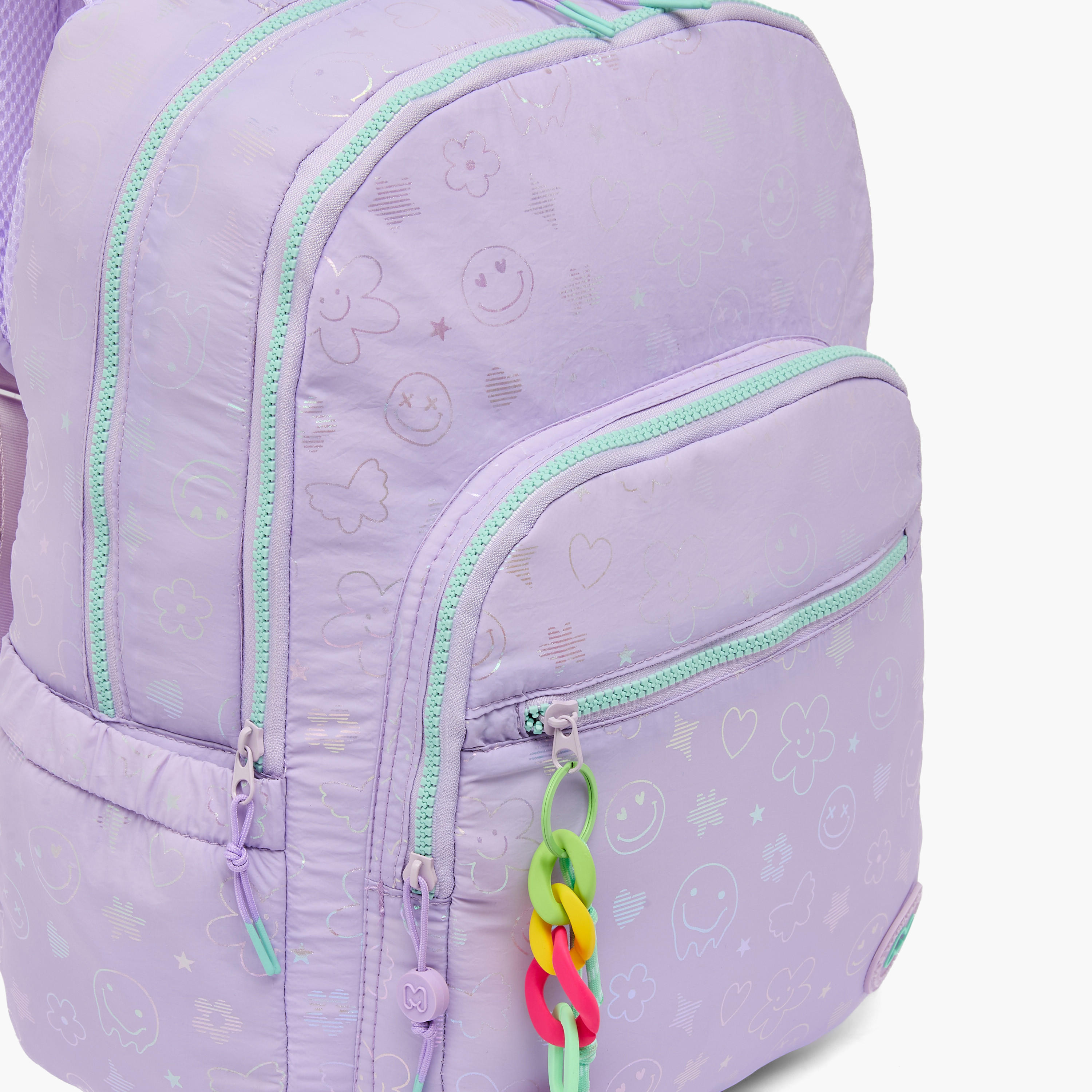 MARSHMALLOW Smiley Print Backpack for Girls 8-12 Years with Adjustable Straps - 17 inches-school-bagsandbackpacks-backpacks-image-2