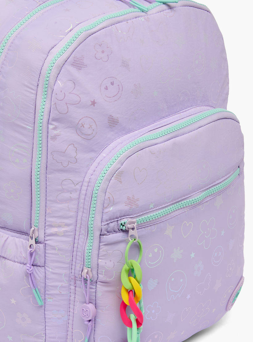 MARSHMALLOW Smiley Print Backpack for Girls 8-12 Years with Adjustable Straps - 17 inches-school-bagsandbackpacks-backpacks-image-2
