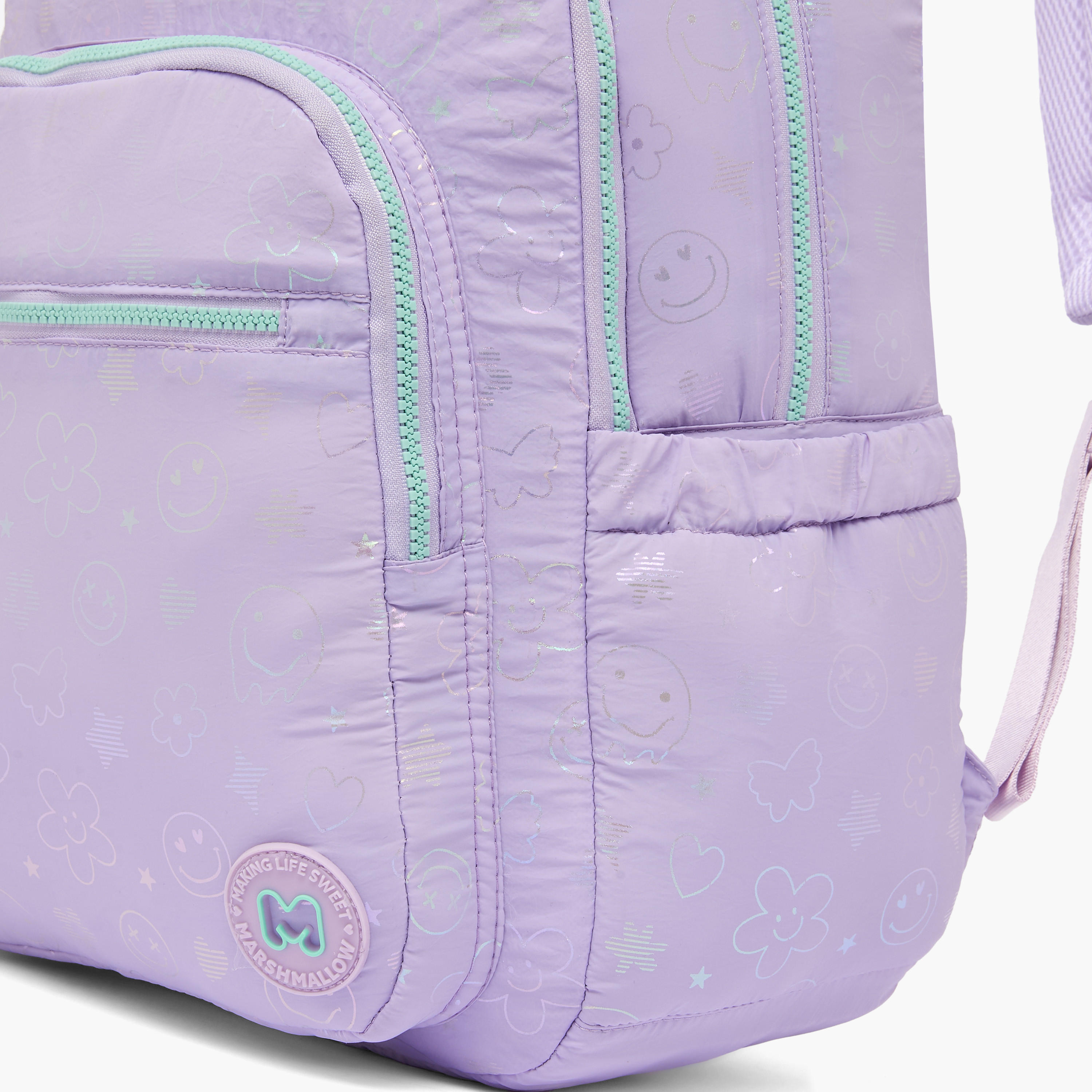 MARSHMALLOW Smiley Print Backpack for Girls 8-12 Years with Adjustable Straps - 17 inches-school-bagsandbackpacks-backpacks-image-3