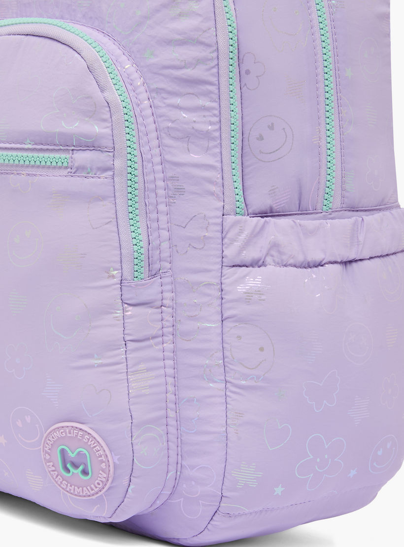 MARSHMALLOW Smiley Print Backpack for Girls 8-12 Years with Adjustable Straps - 17 inches-school-bagsandbackpacks-backpacks-image-3