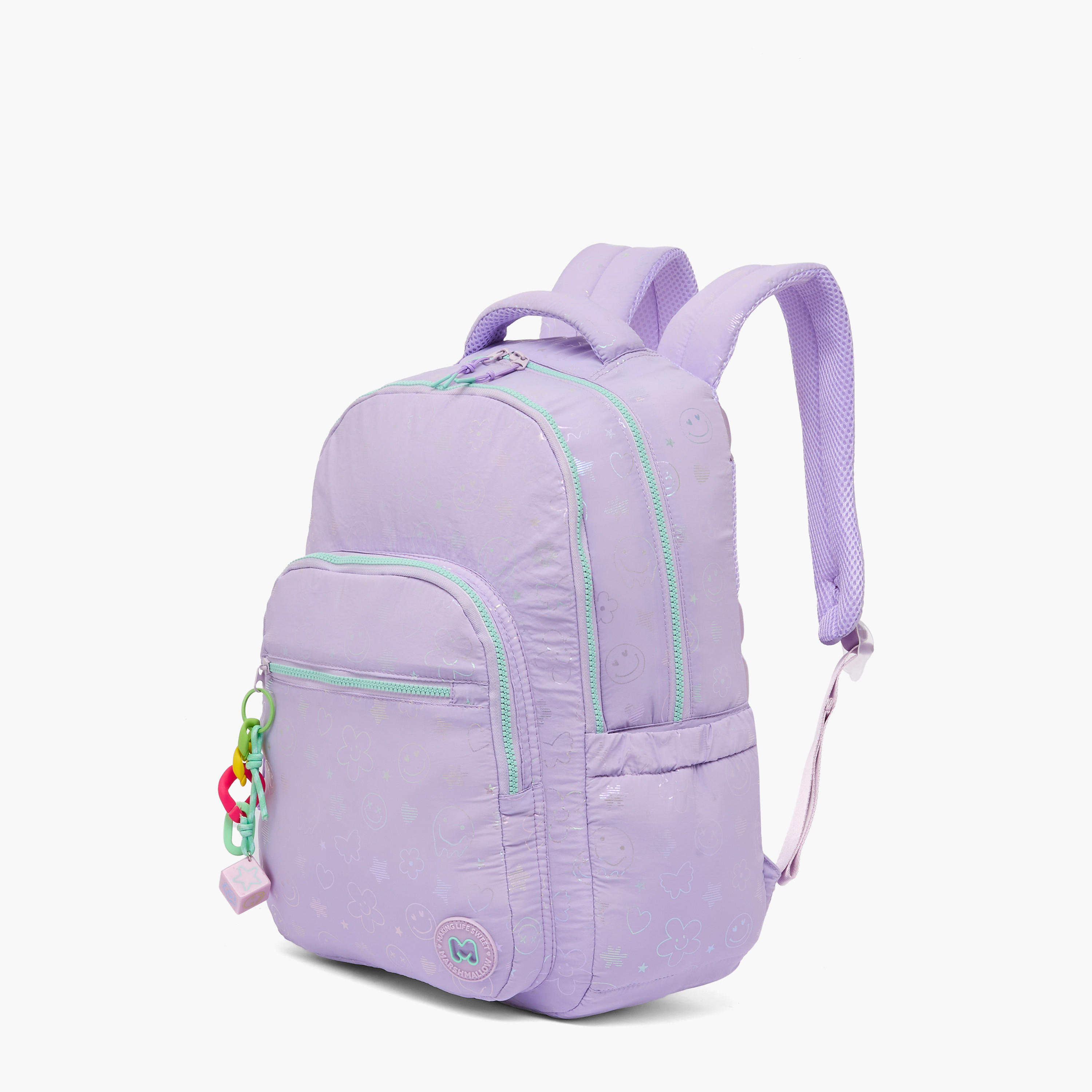 MARSHMALLOW Smiley Print Backpack for Girls 8-12 Years with Adjustable Straps - 17 inches-school-bagsandbackpacks-backpacks-image-5