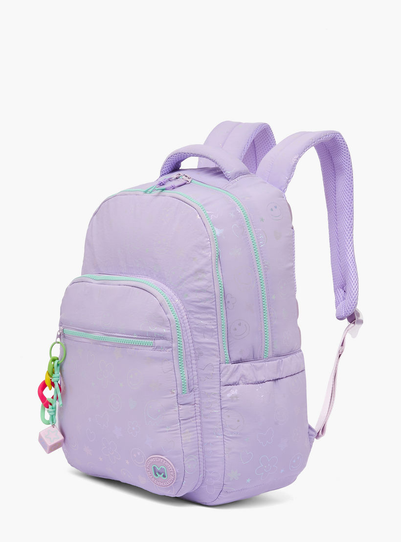 MARSHMALLOW Smiley Print Backpack for Girls 8-12 Years with Adjustable Straps - 17 inches-school-bagsandbackpacks-backpacks-image-5