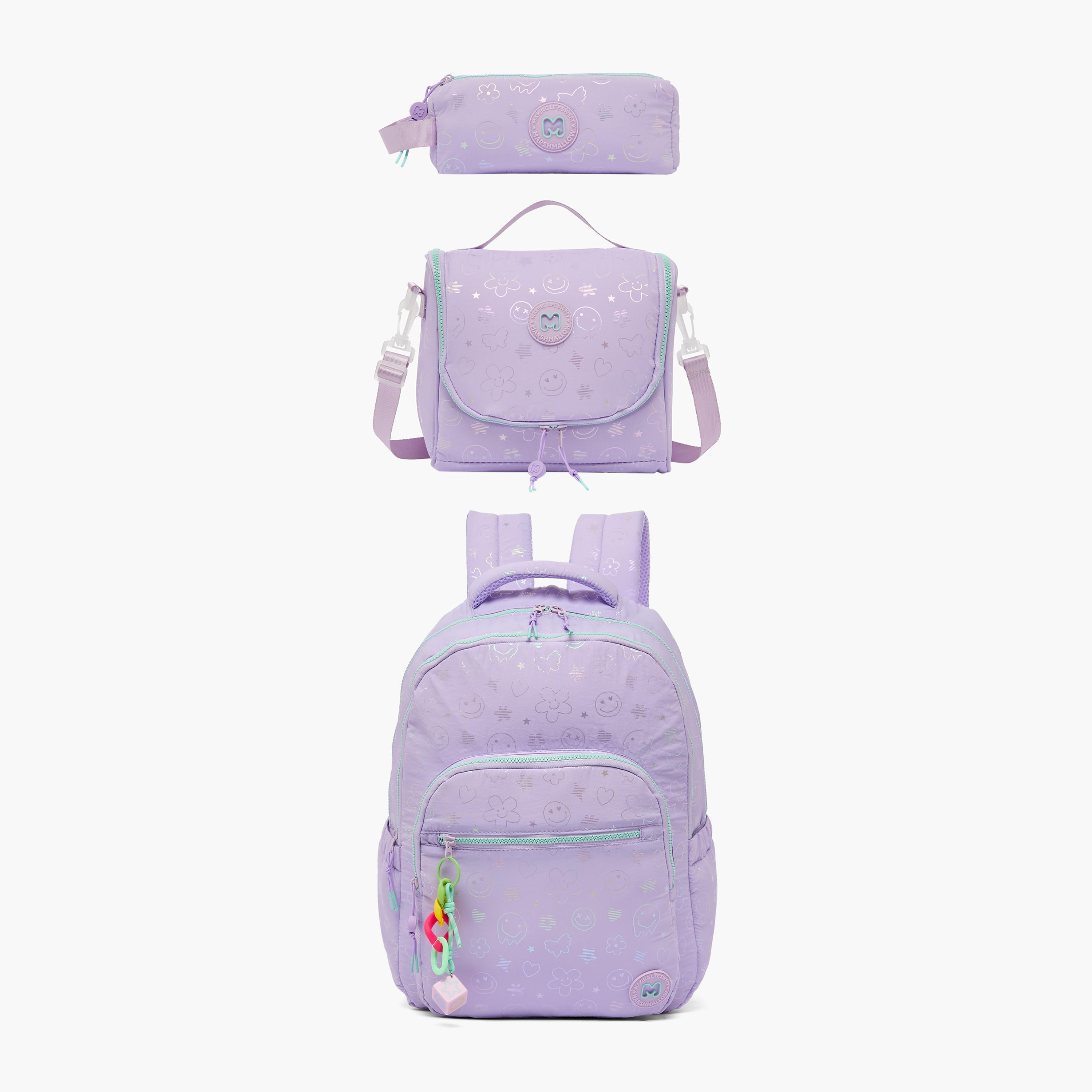 MARSHMALLOW Smiley Print Backpack for Girls 8-12 Years with Adjustable Straps - 17 inches-school-bagsandbackpacks-backpacks-image-8