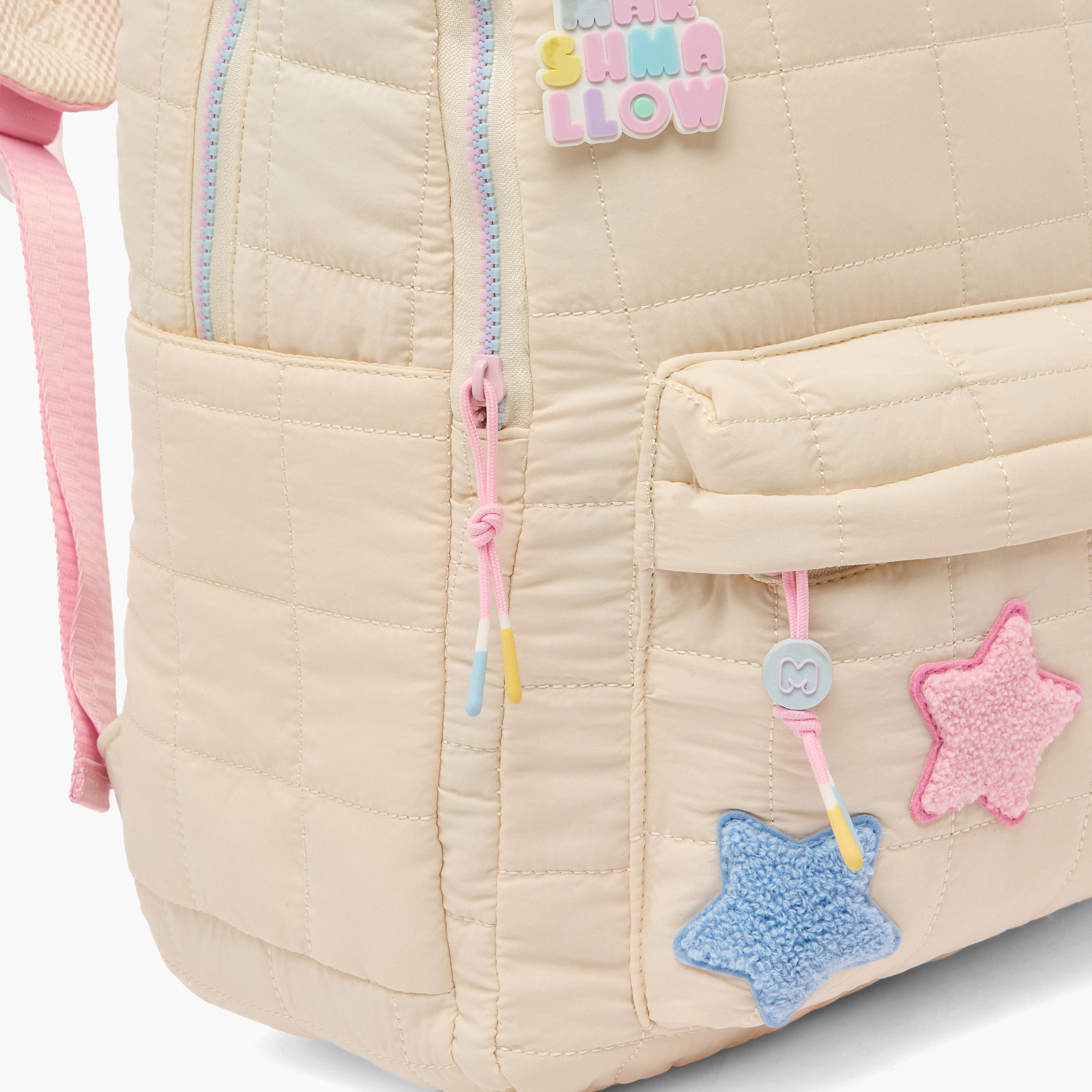 MARSHMALLOW Star Applique Backpack for Girls 8-12 Years with Adjustable Straps - 17 inches-school-bagsandbackpacks-backpacks-image-2