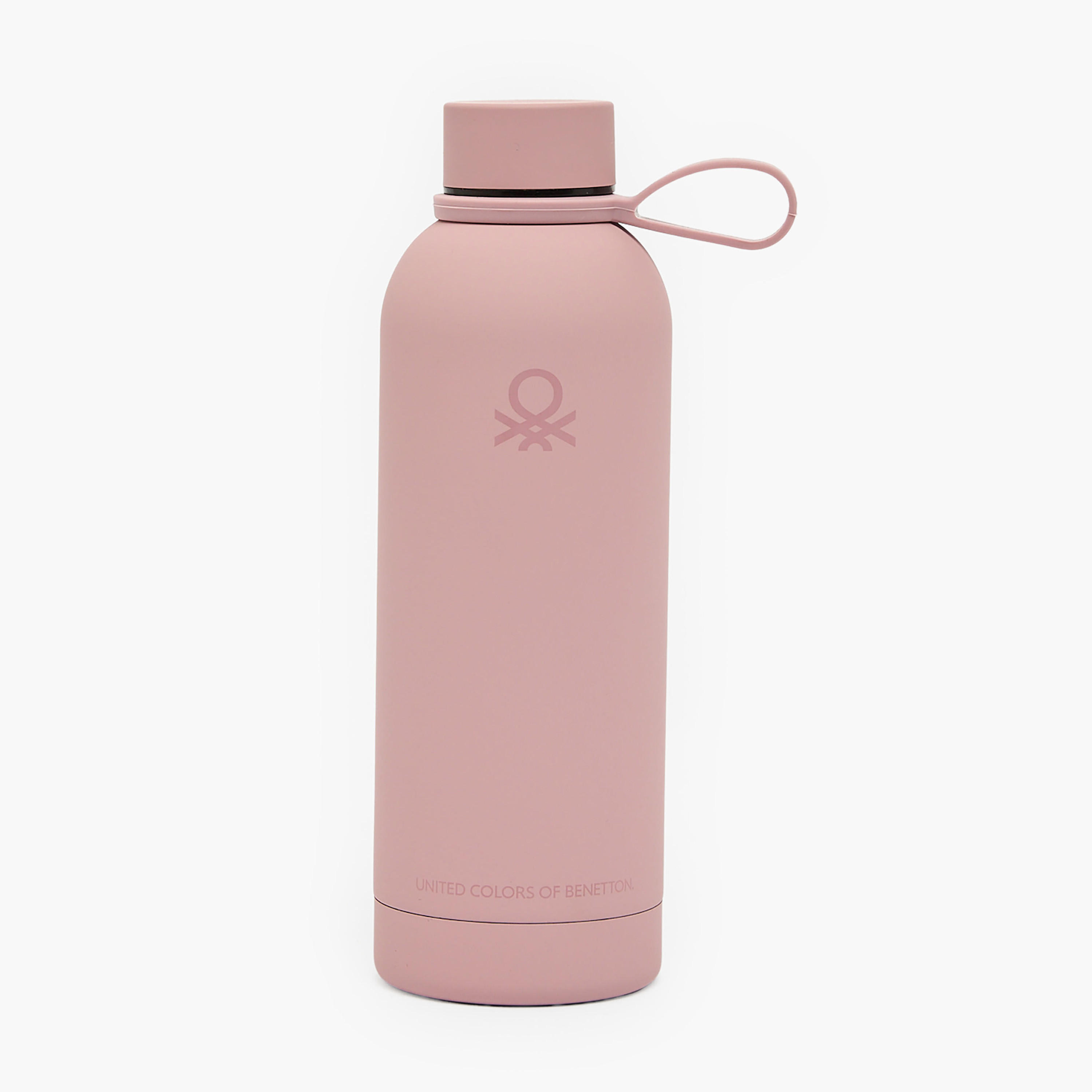 United Colors of Benetton Solid Stainless Steel Water Bottle with Wide Mouth and Carry Loop - 500 ml-school-waterbottles-image-1