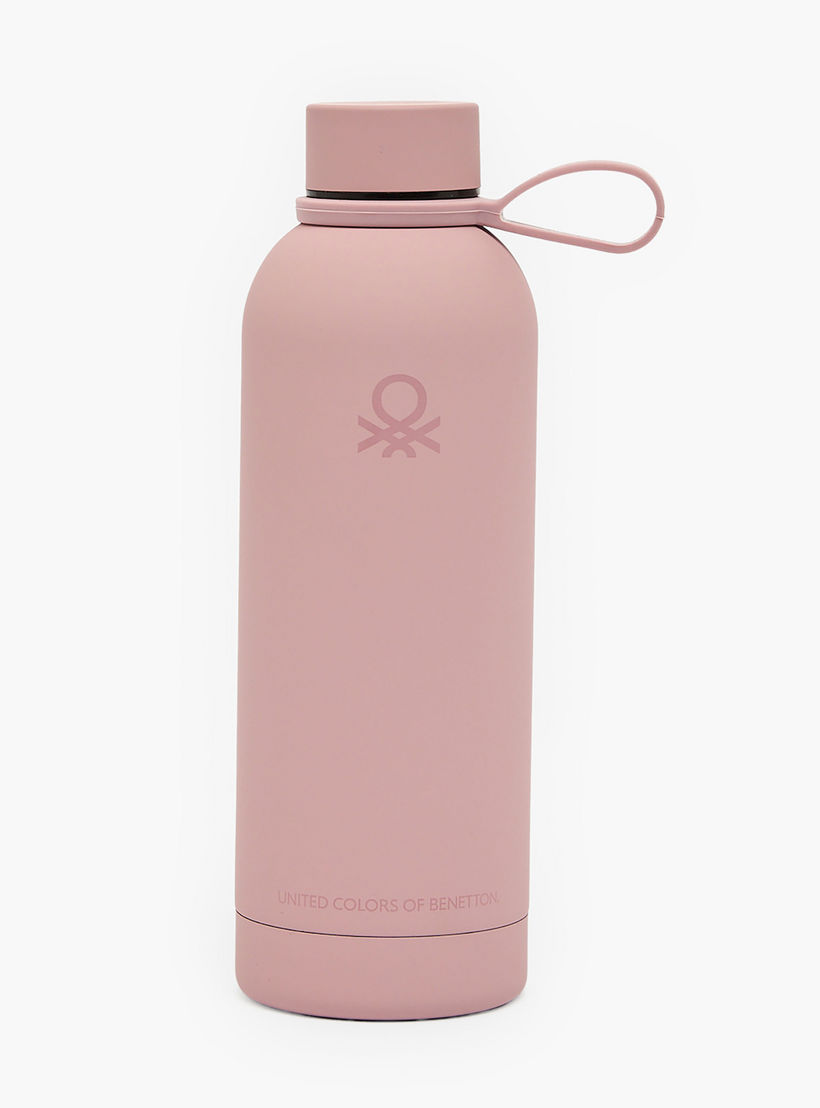 United Colors of Benetton Solid Stainless Steel Water Bottle with Wide Mouth and Carry Loop - 500 ml-school-waterbottles-image-1