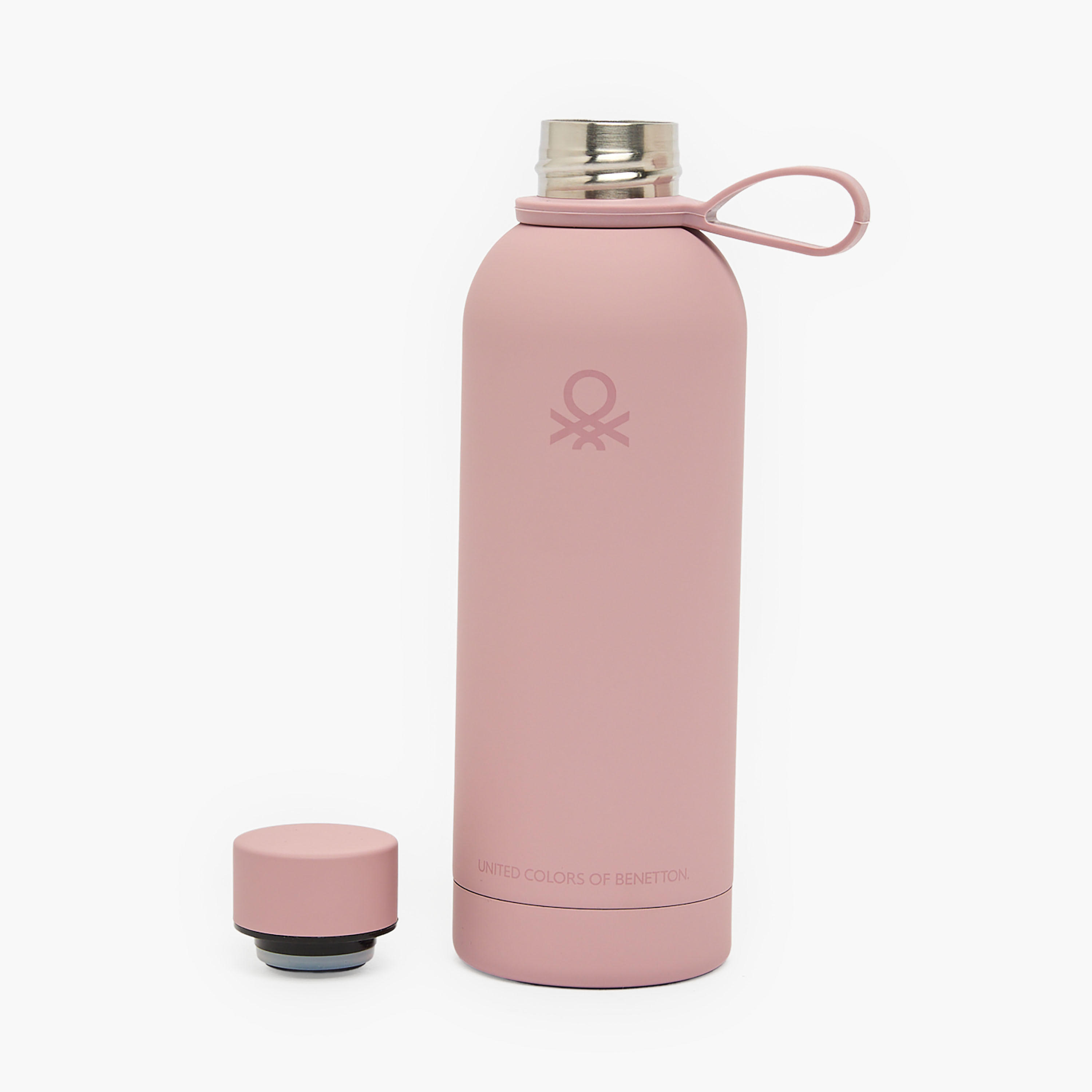 United Colors of Benetton Solid Stainless Steel Water Bottle with Wide Mouth and Carry Loop - 500 ml-school-waterbottles-image-3