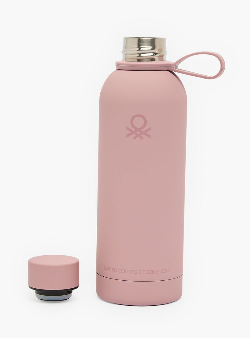 United Colors of Benetton Solid Stainless Steel Water Bottle with Wide Mouth and Carry Loop - 500 ml-school-waterbottles-image-3