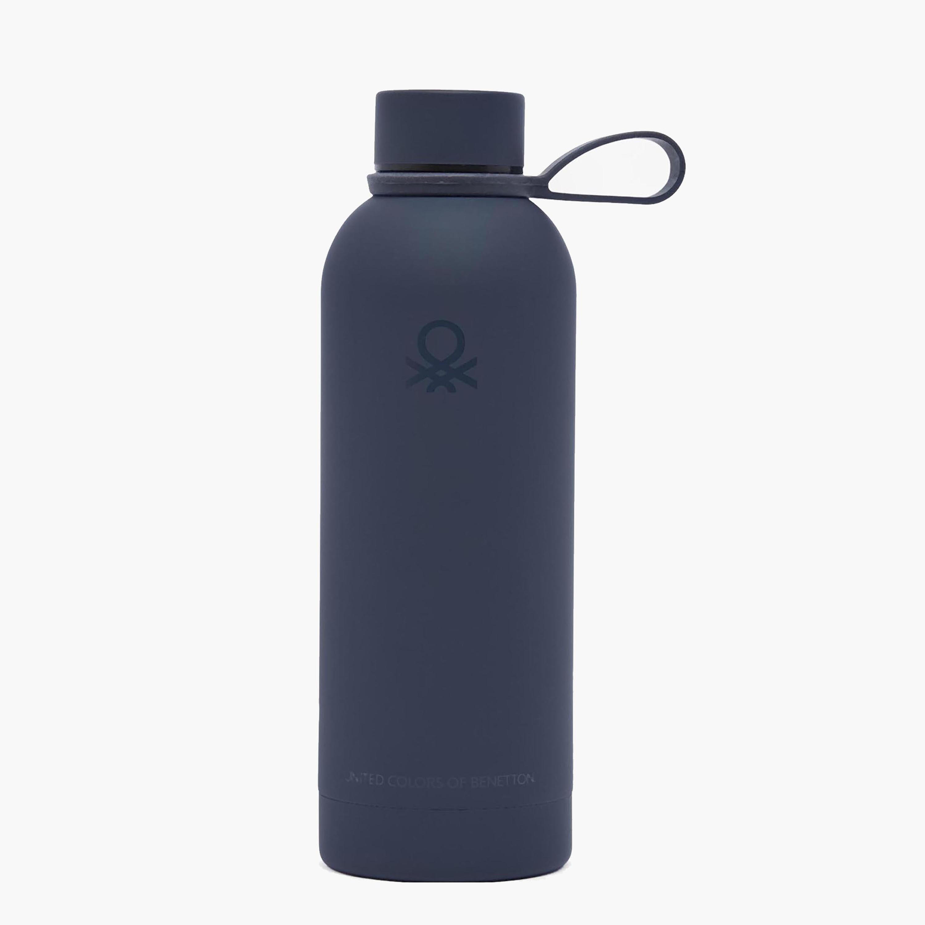United Colors of Benetton Solid Stainless Steel Water Bottle with Wide Mouth and Carry Loop - 500 ml-school-waterbottles-image-1