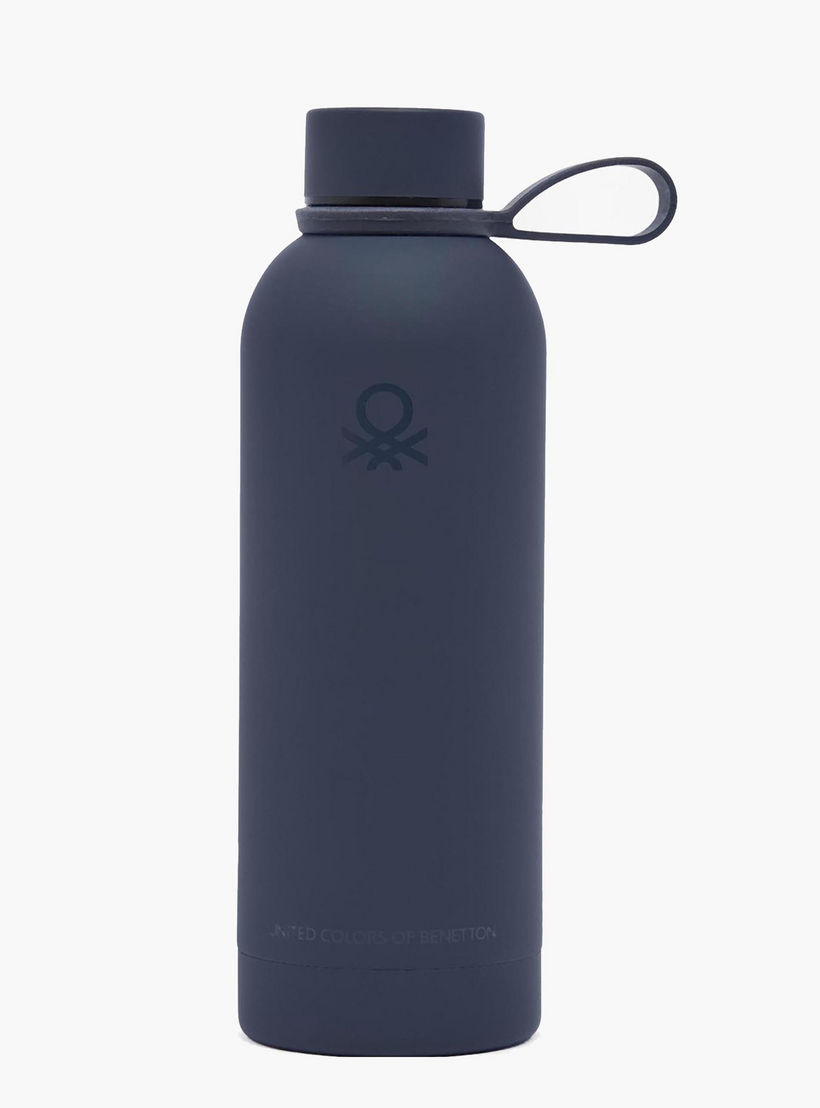 United Colors of Benetton Solid Stainless Steel Water Bottle with Wide Mouth and Carry Loop - 500 ml-school-waterbottles-image-1