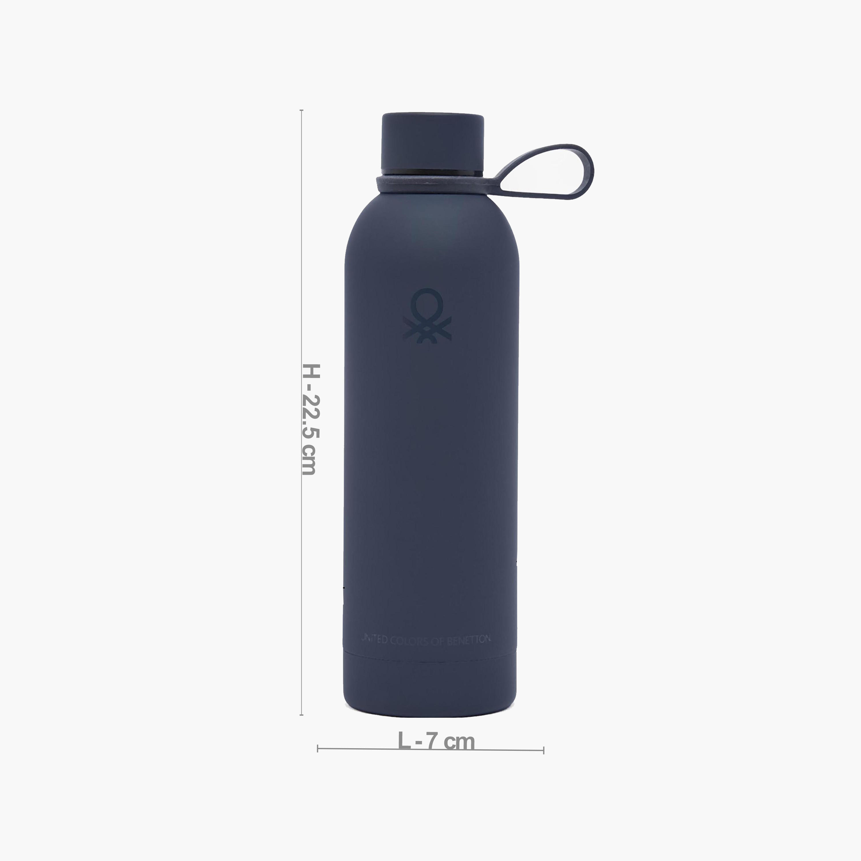 United Colors of Benetton Solid Stainless Steel Water Bottle with Wide Mouth and Carry Loop - 500 ml-school-waterbottles-image-3