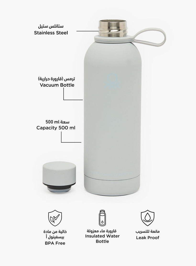 United Colors of Benetton Solid Stainless Steel Water Bottle with Loop Handle - 500 ml-school-waterbottles-image-2