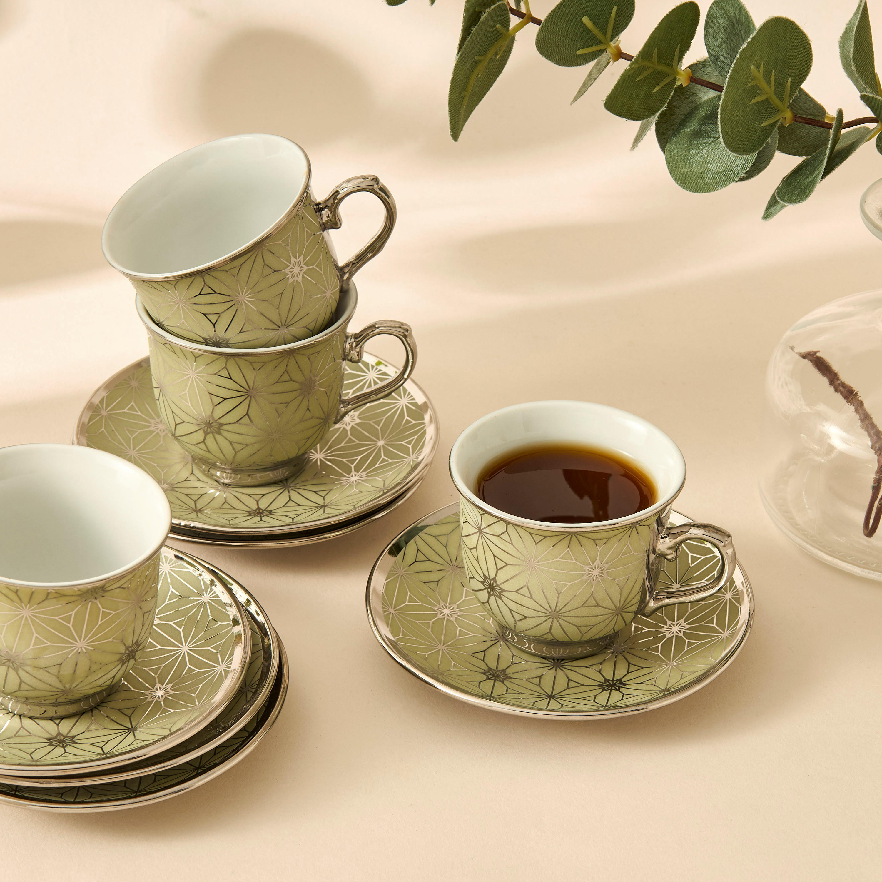 Geometric Print 12-Piece Porcelain Cup and Saucer Set-household-dining-teaandcoffee-teaandcoffeesets-image-2
