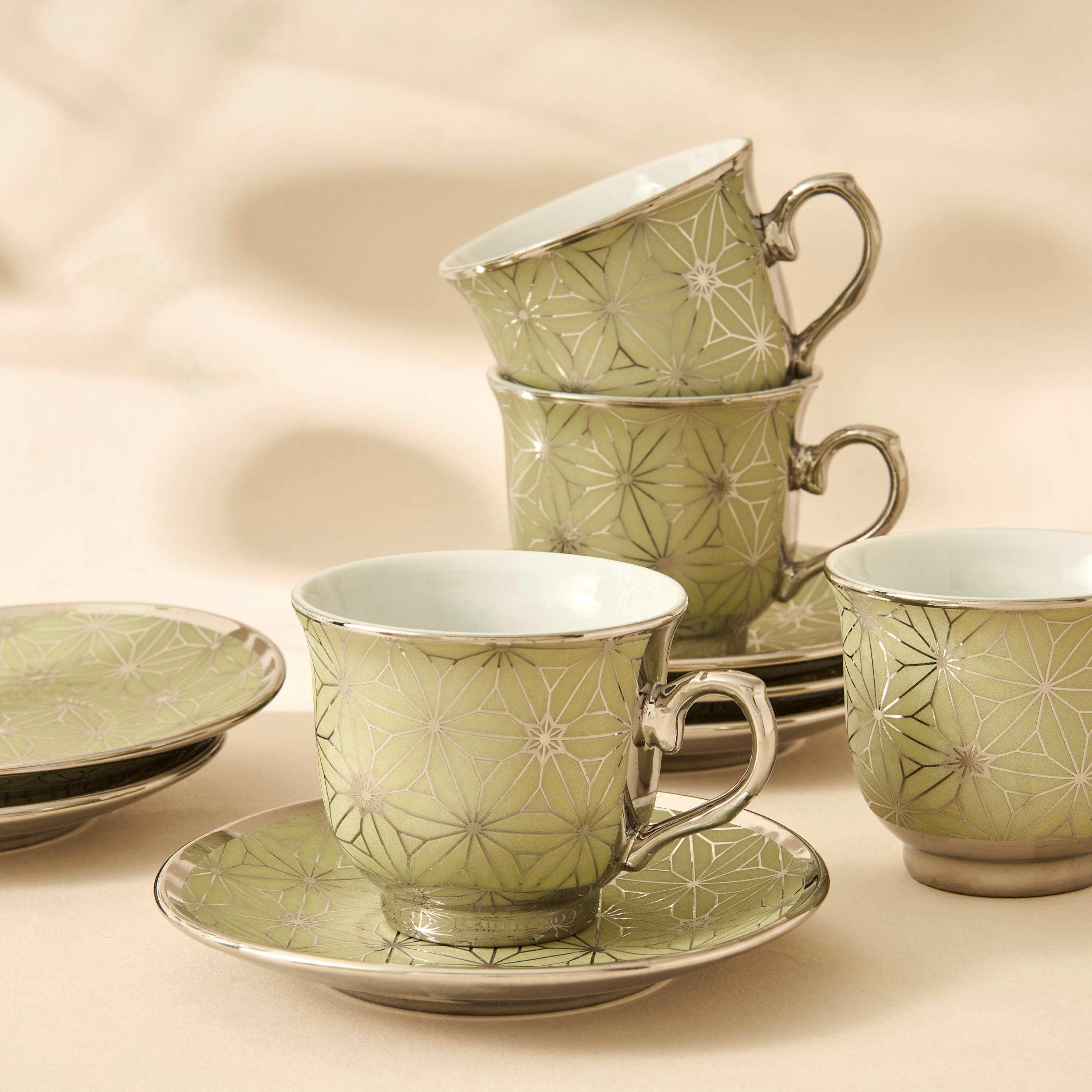 Geometric Print 12-Piece Porcelain Cup and Saucer Set-household-dining-teaandcoffee-teaandcoffeesets-image-3
