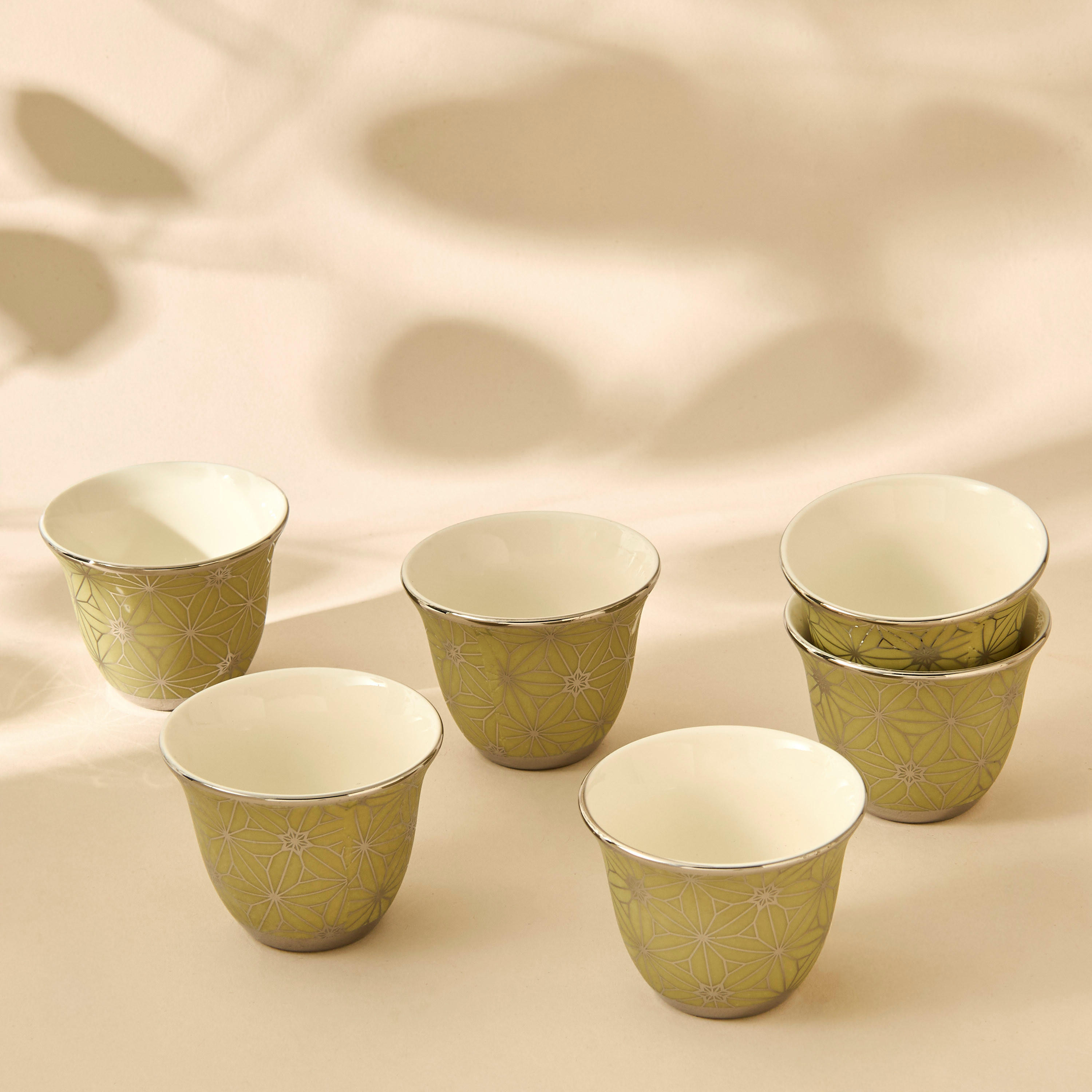 Geometric Print 6-Piece New Bone China Kahwa Cup Set-household-dining-teaandcoffee-teaandcoffeesets-image-1