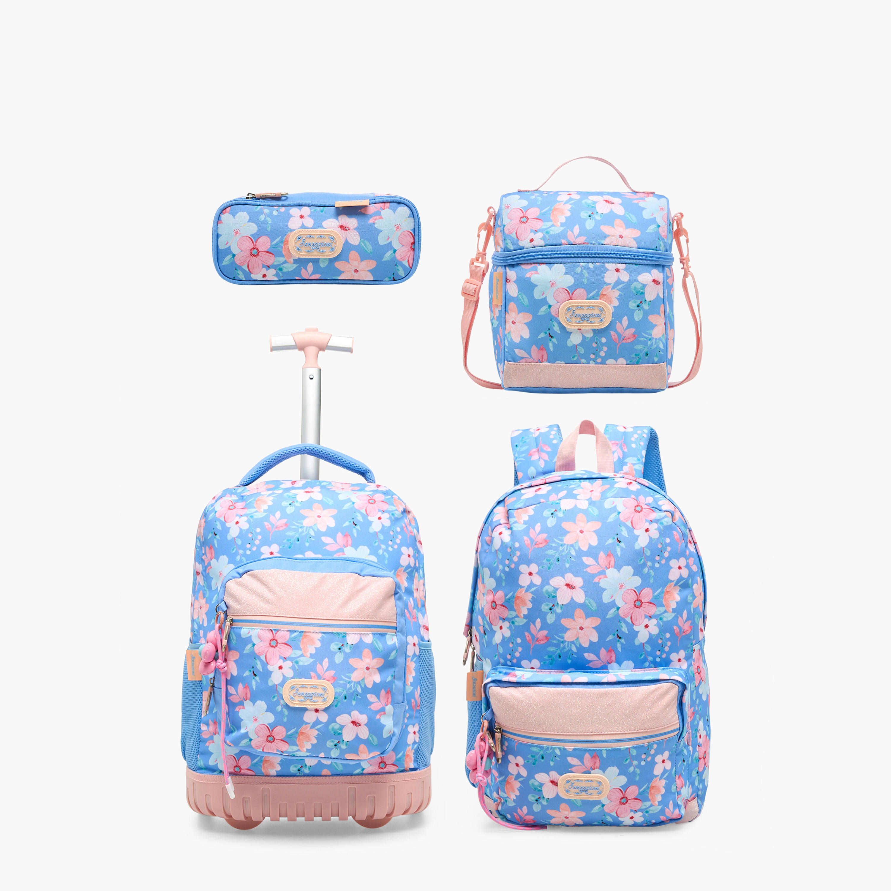 شنطة ترولي بطبعات زهور للبنات من 8 إلى 13 سنة مع حمالات كتف من سنازوني - 19 بوصة-school-bagsandbackpacks-trolleybags-image-12