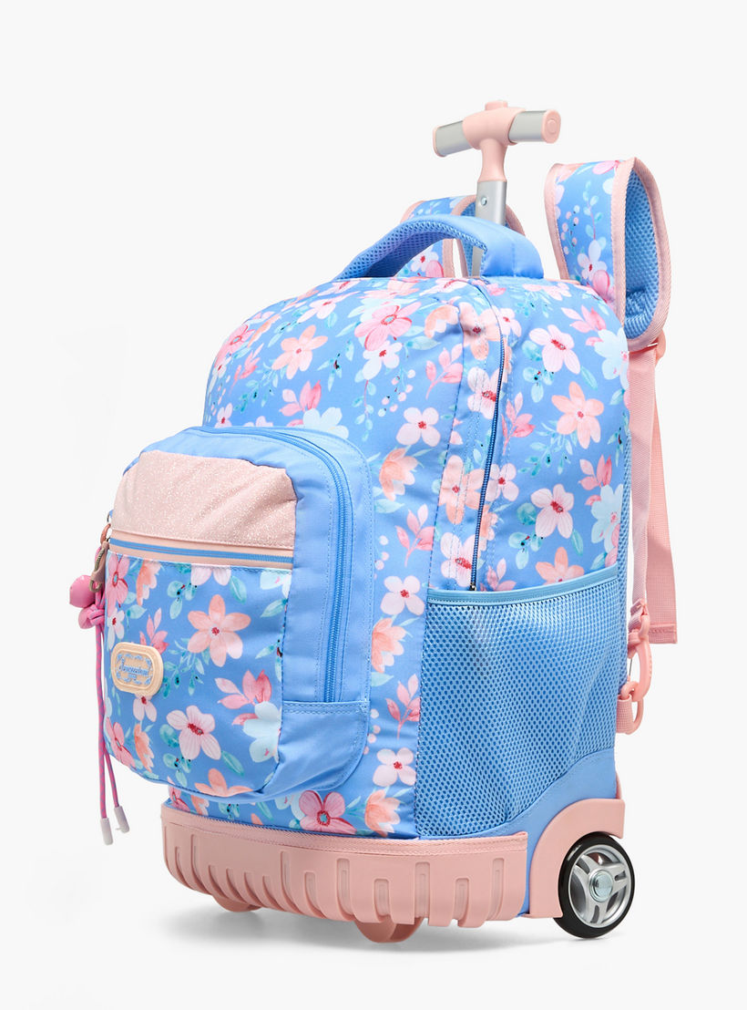 Sensazioni Floral Print Trolley Bag for Girls 8-13 Years with Shoulder Straps - 19 inches-school-bagsandbackpacks-trolleybags-image-6