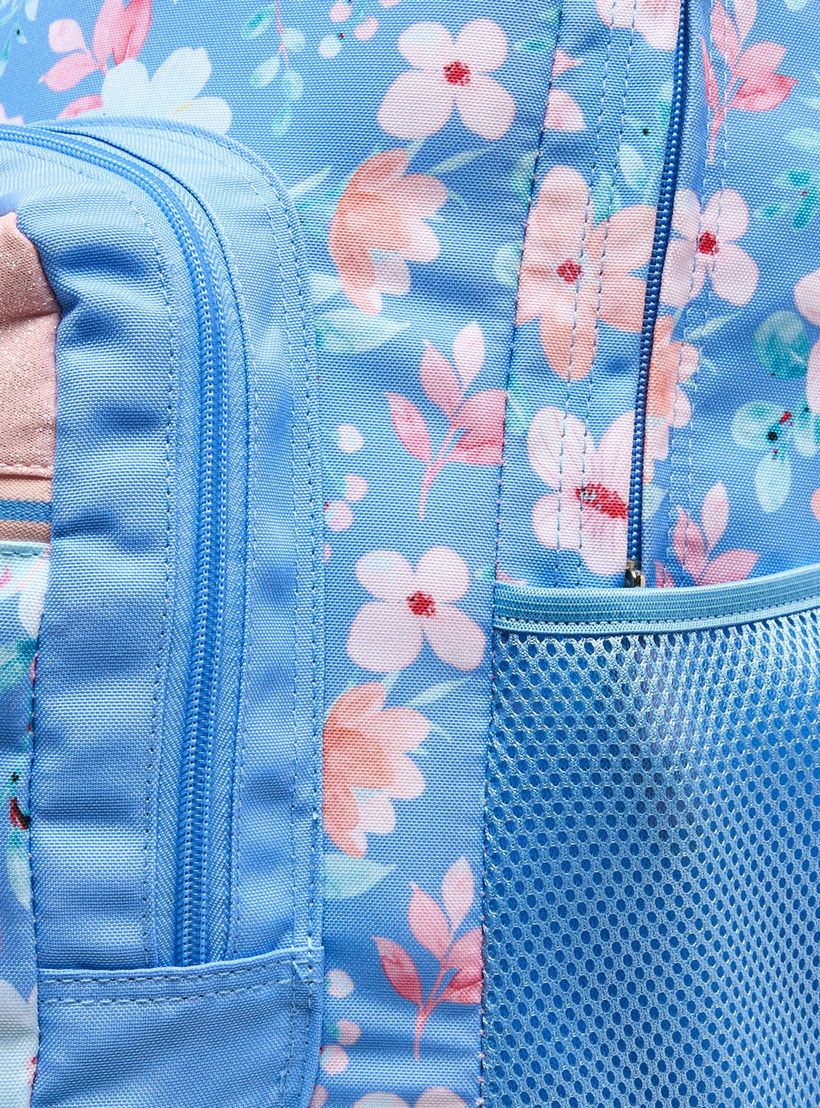شنطة ترولي بطبعات زهور للبنات من 8 إلى 13 سنة مع حمالات كتف من سنازوني - 19 بوصة-school-bagsandbackpacks-trolleybags-image-3