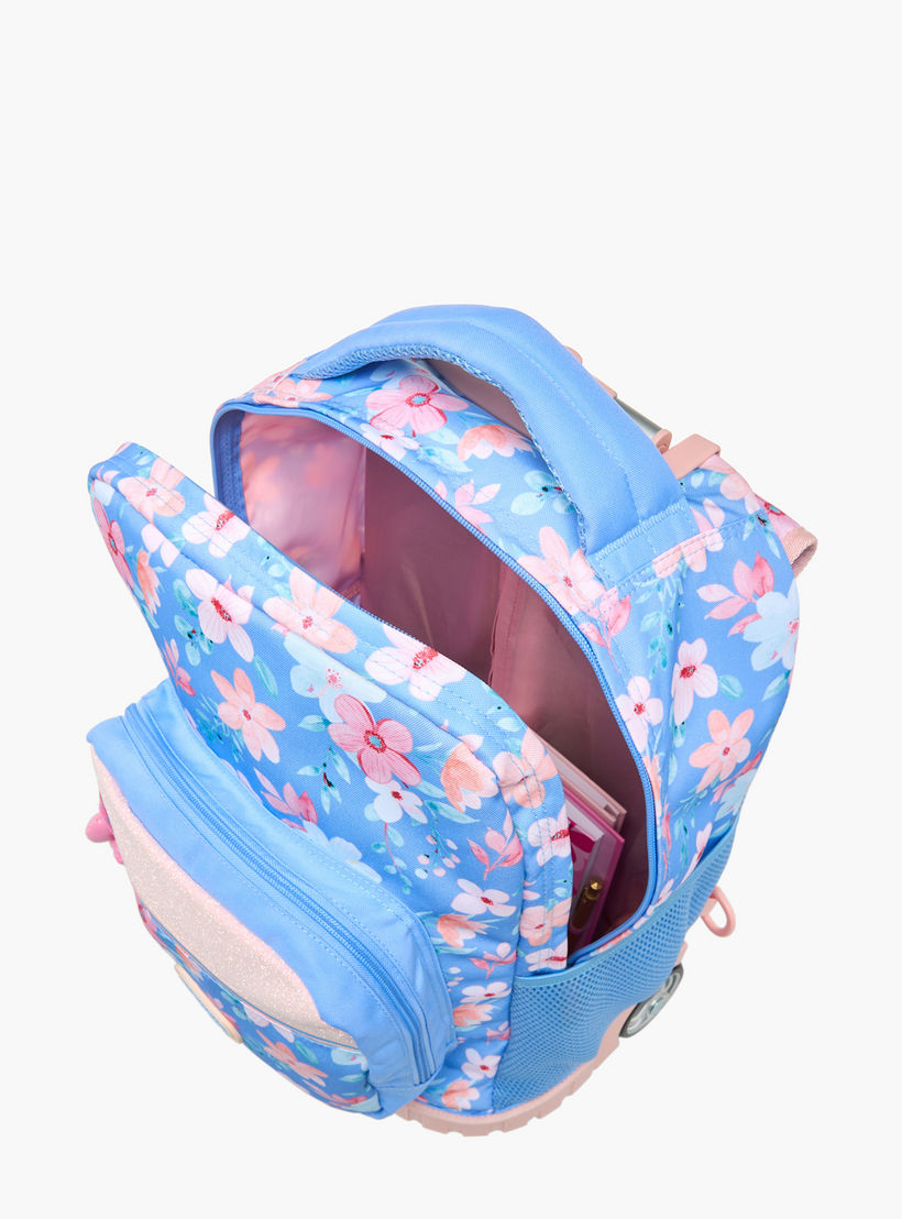 Sensazioni Floral Print Trolley Bag for Girls 8-13 Years with Shoulder Straps - 19 inches-school-bagsandbackpacks-trolleybags-image-5