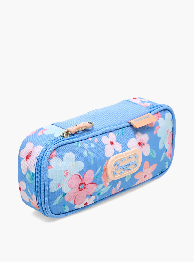 Sensazioni Floral Print Pencil Pouch with Zip Closure-school-stationery-pencilcases-image-2