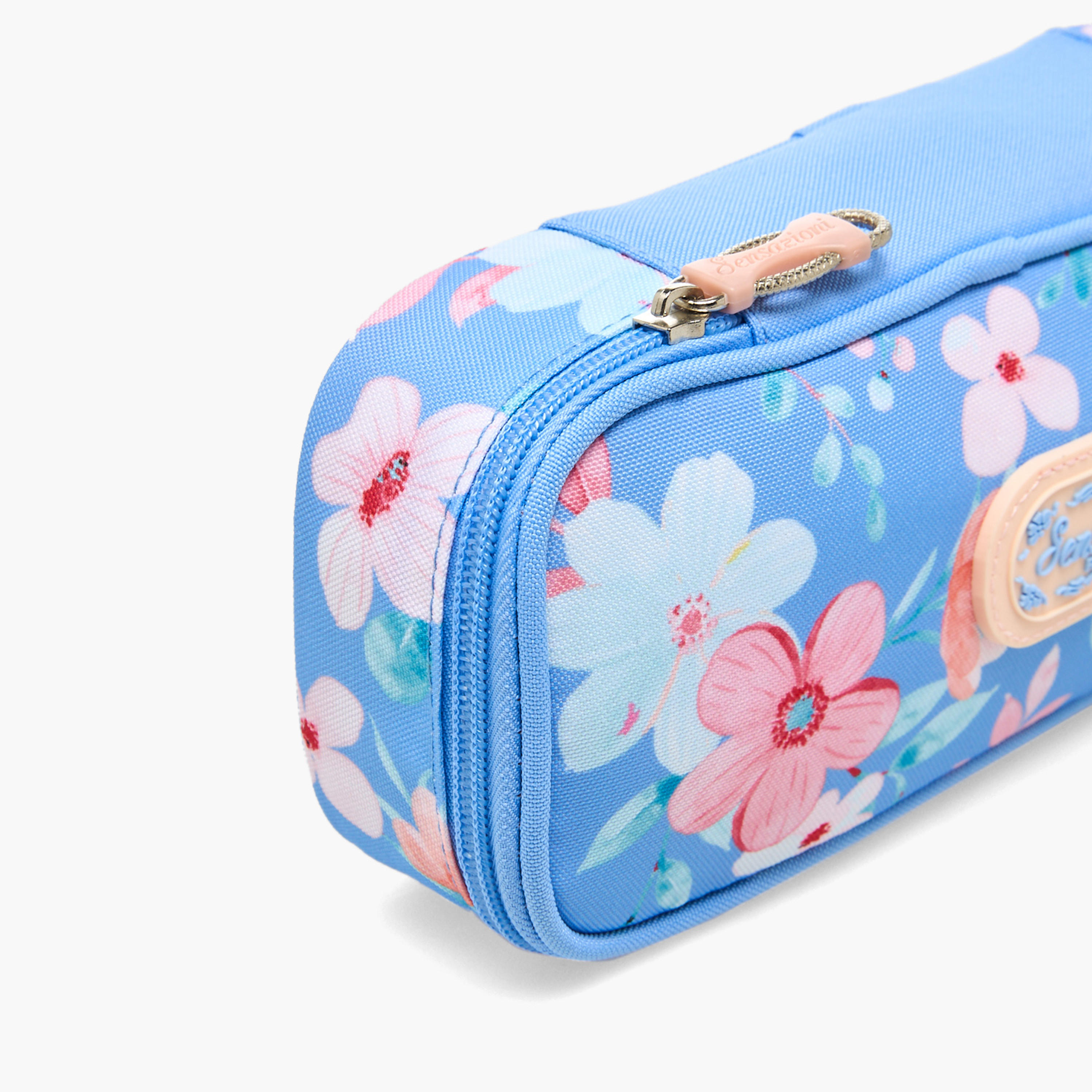 Sensazioni Floral Print Pencil Pouch with Zip Closure-school-stationery-pencilcases-image-3