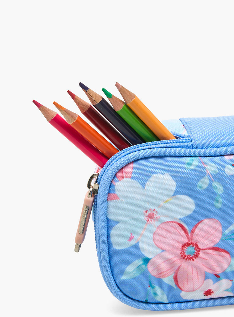 Sensazioni Floral Print Pencil Pouch with Zip Closure-school-stationery-pencilcases-image-5