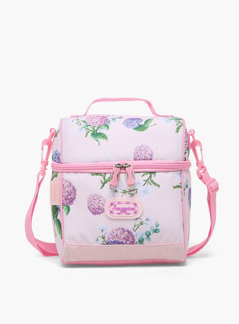 شنطة غداء بطبعة زهور للبنات من 8-13 سنة مع حزام قابل للفصل - سينسازيوني-school-lunchessentials-lunchbags-image-1