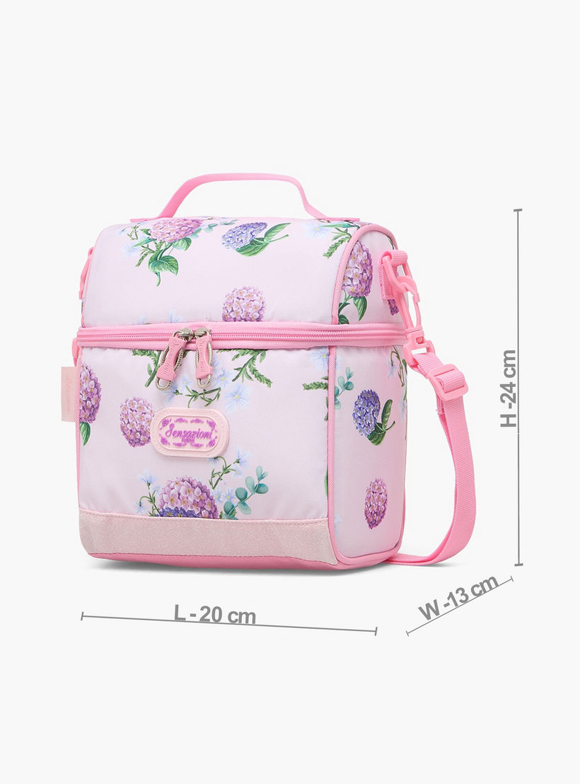 شنطة غداء بطبعة زهور للبنات من 8-13 سنة مع حزام قابل للفصل - سينسازيوني-school-lunchessentials-lunchbags-image-7