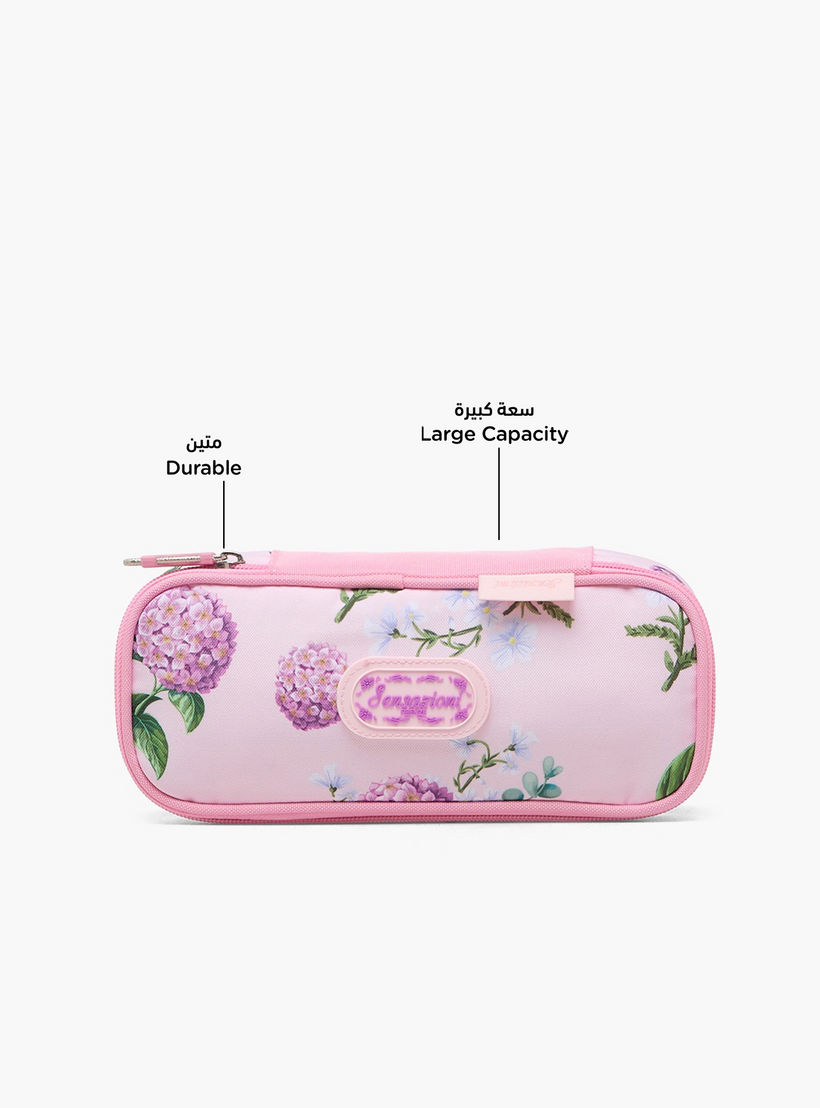 Sensazioni Floral Print Pencil Pouch with Zip Closure-school-stationery-pencilcases-image-2