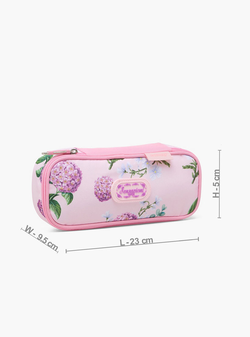 Sensazioni Floral Print Pencil Pouch with Zip Closure-school-stationery-pencilcases-image-3