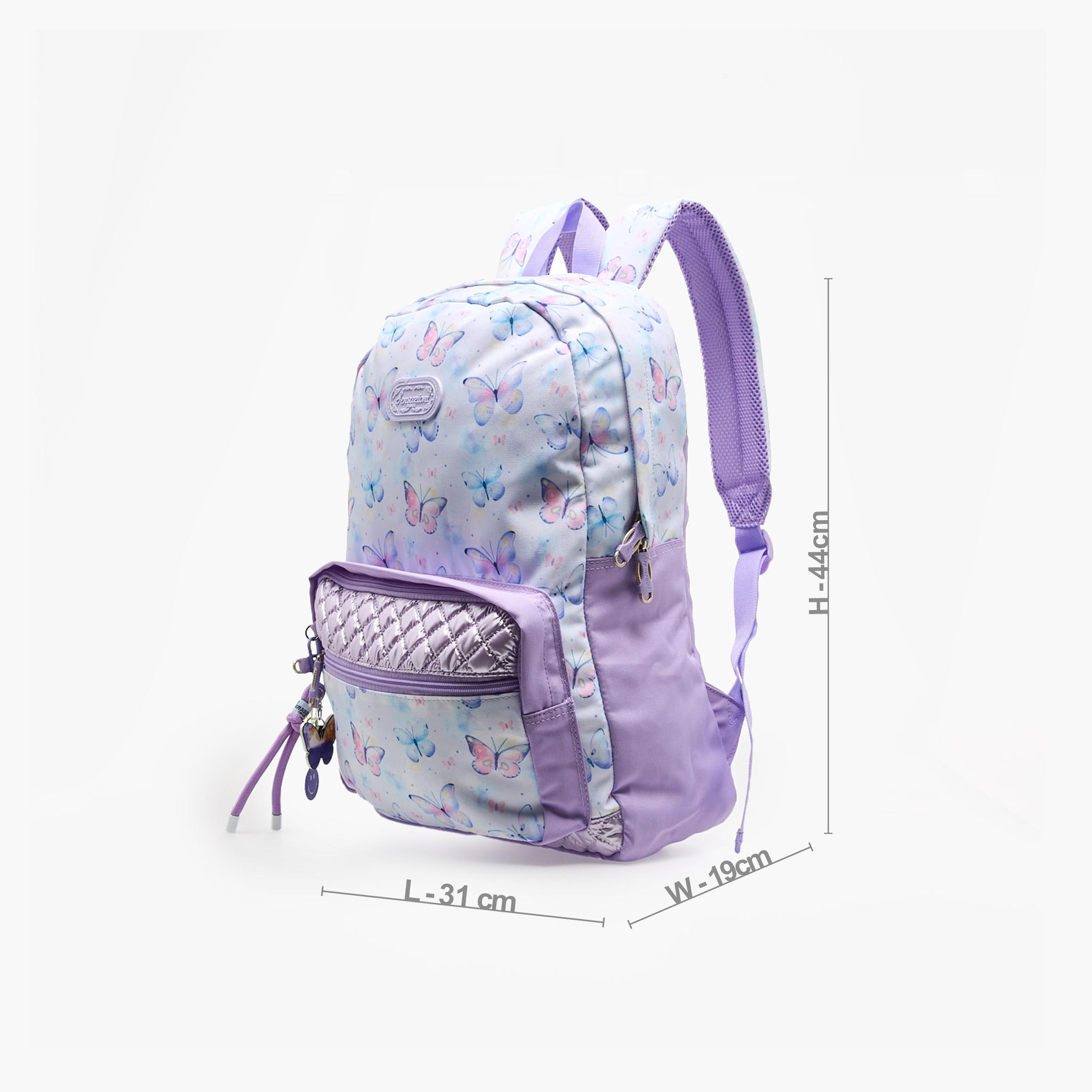 شنطة ظهر بطبعة فراشة للبنات من 8 إلى 13 سنة مع جيب قارورة مياه من سينسازيوني - 18 بوصة-school-bagsandbackpacks-backpacks-image-6