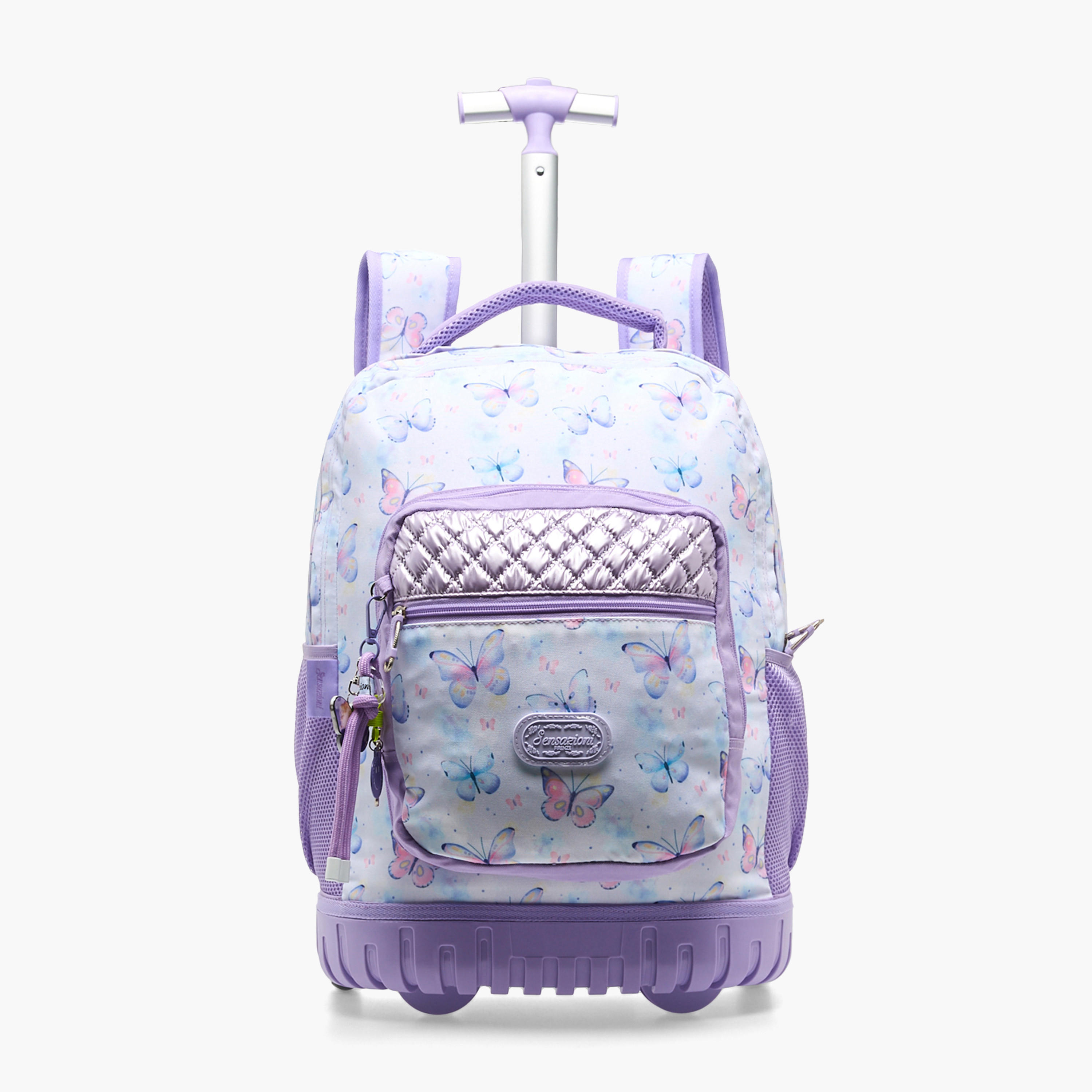 Sensazioni Butterfly Print Trolley Bag for Girls 8-13 Years with Adjustable Straps - 19 inches-school-bagsandbackpacks-trolleybags-image-1