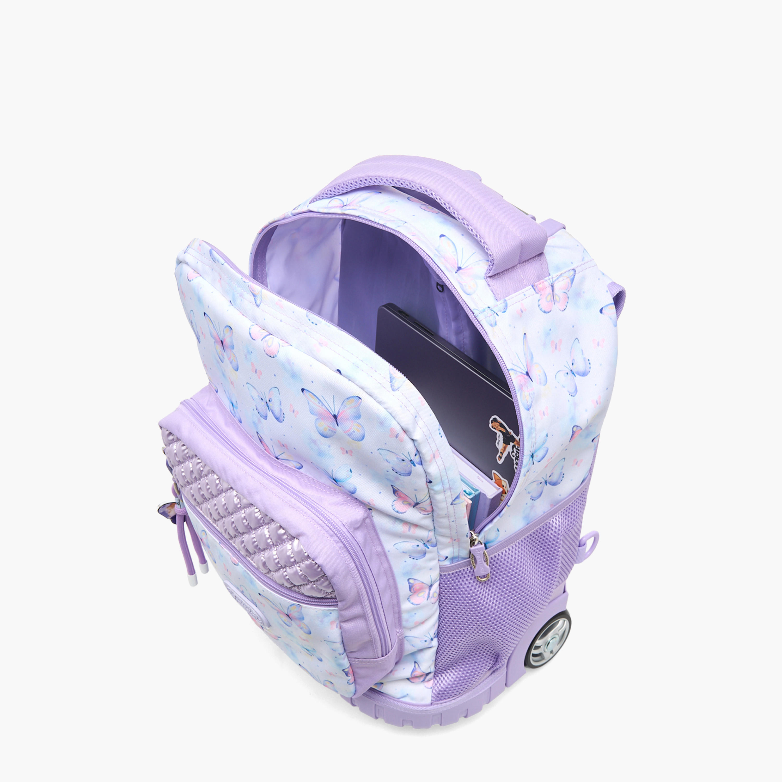 Sensazioni Butterfly Print Trolley Bag for Girls 8-13 Years with Adjustable Straps - 19 inches-school-bagsandbackpacks-trolleybags-image-6