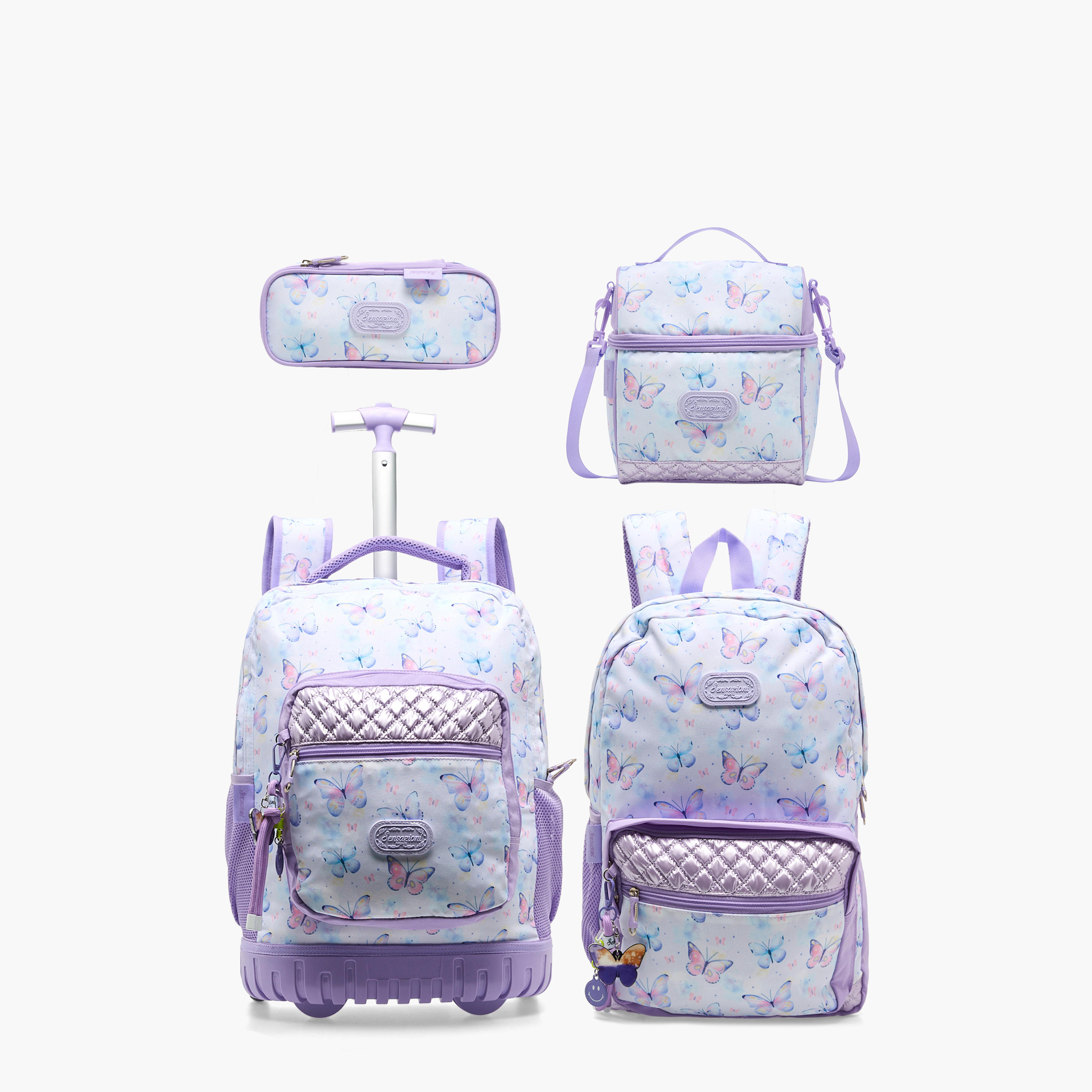 Sensazioni Butterfly Print Trolley Bag for Girls 8-13 Years with Adjustable Straps - 19 inches-school-bagsandbackpacks-trolleybags-image-11