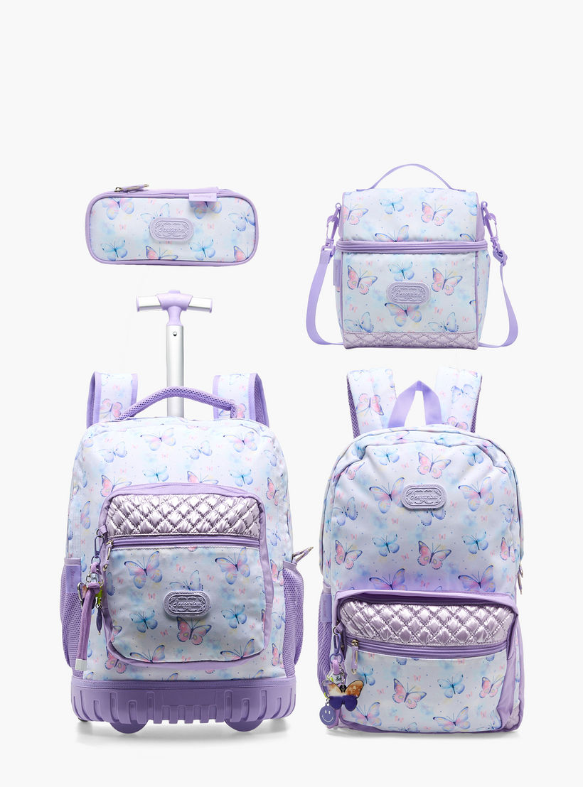 Sensazioni Butterfly Print Trolley Bag for Girls 8-13 Years with Adjustable Straps - 19 inches-school-bagsandbackpacks-trolleybags-image-11