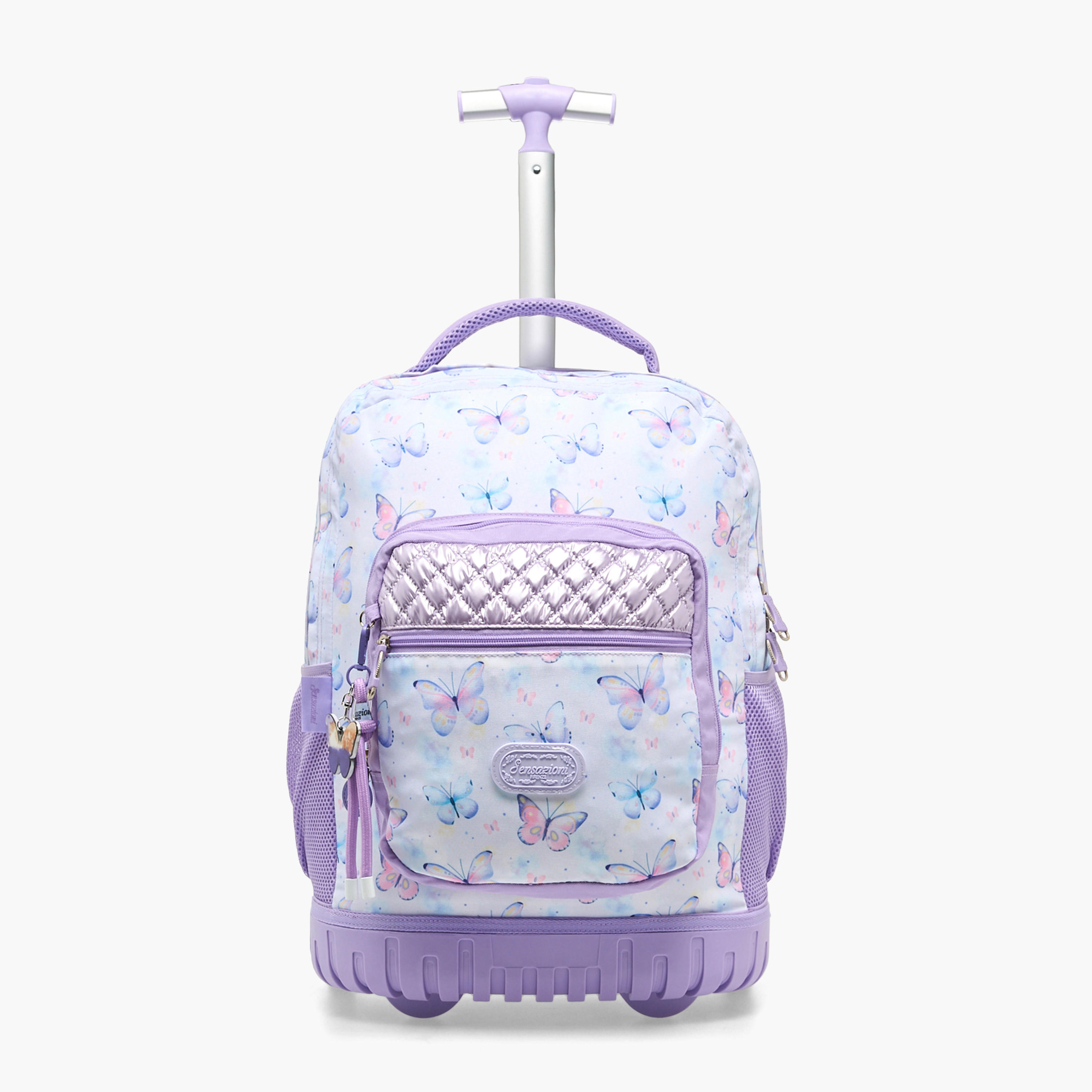 Sensazioni Butterfly Print Trolley Bag for Girls 8-13 Years with Adjustable Straps - 19 inches-school-bagsandbackpacks-trolleybags-image-2