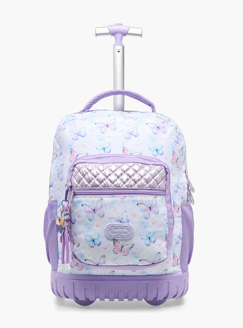 Sensazioni Butterfly Print Trolley Bag for Girls 8-13 Years with Adjustable Straps - 19 inches-school-bagsandbackpacks-trolleybags-image-2