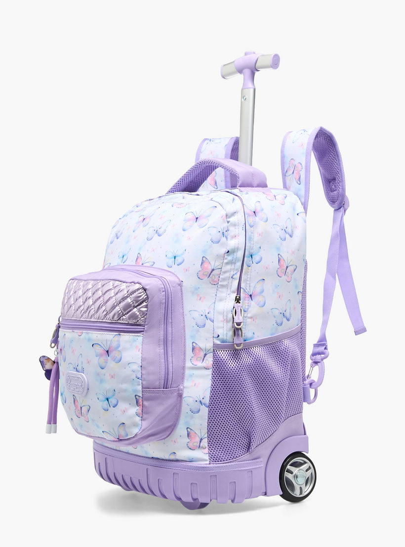 Sensazioni Butterfly Print Trolley Bag for Girls 8-13 Years with Adjustable Straps - 19 inches-school-bagsandbackpacks-trolleybags-image-7