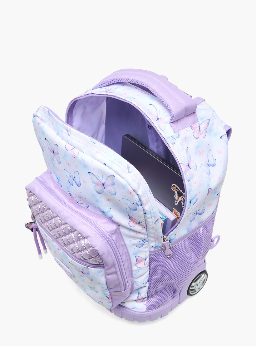 Sensazioni Butterfly Print Trolley Bag for Girls 8-13 Years with Adjustable Straps - 19 inches-school-bagsandbackpacks-trolleybags-image-6